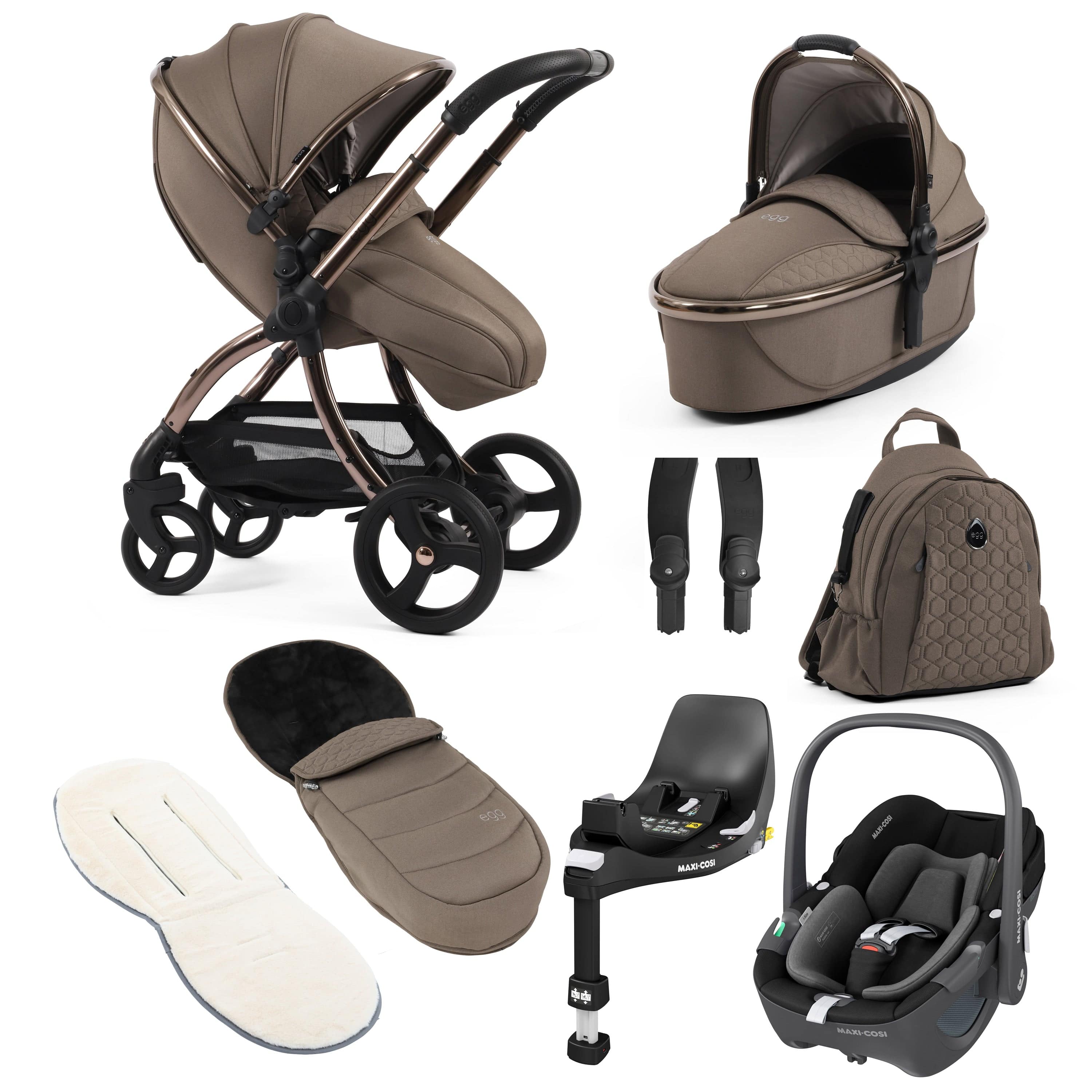 egg3 Luxury Maxi-Cosi Travel System Bundle in Mink Travel Systems 18137-PEB-MIN 5060711567884