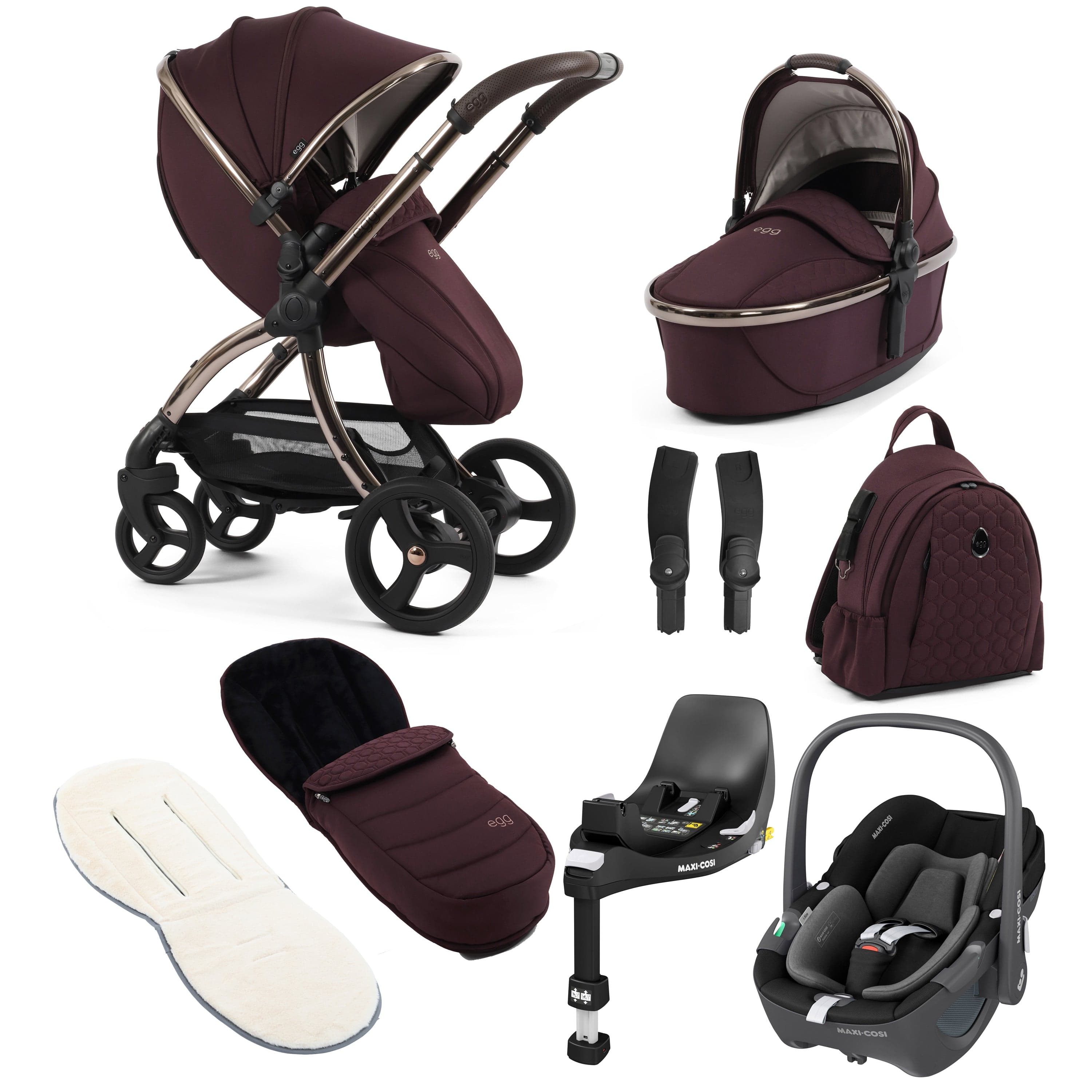 egg3 Luxury Maxi-Cosi Travel System Bundle in Mulberry Travel Systems 18017-PEB-MUL 5061058980664