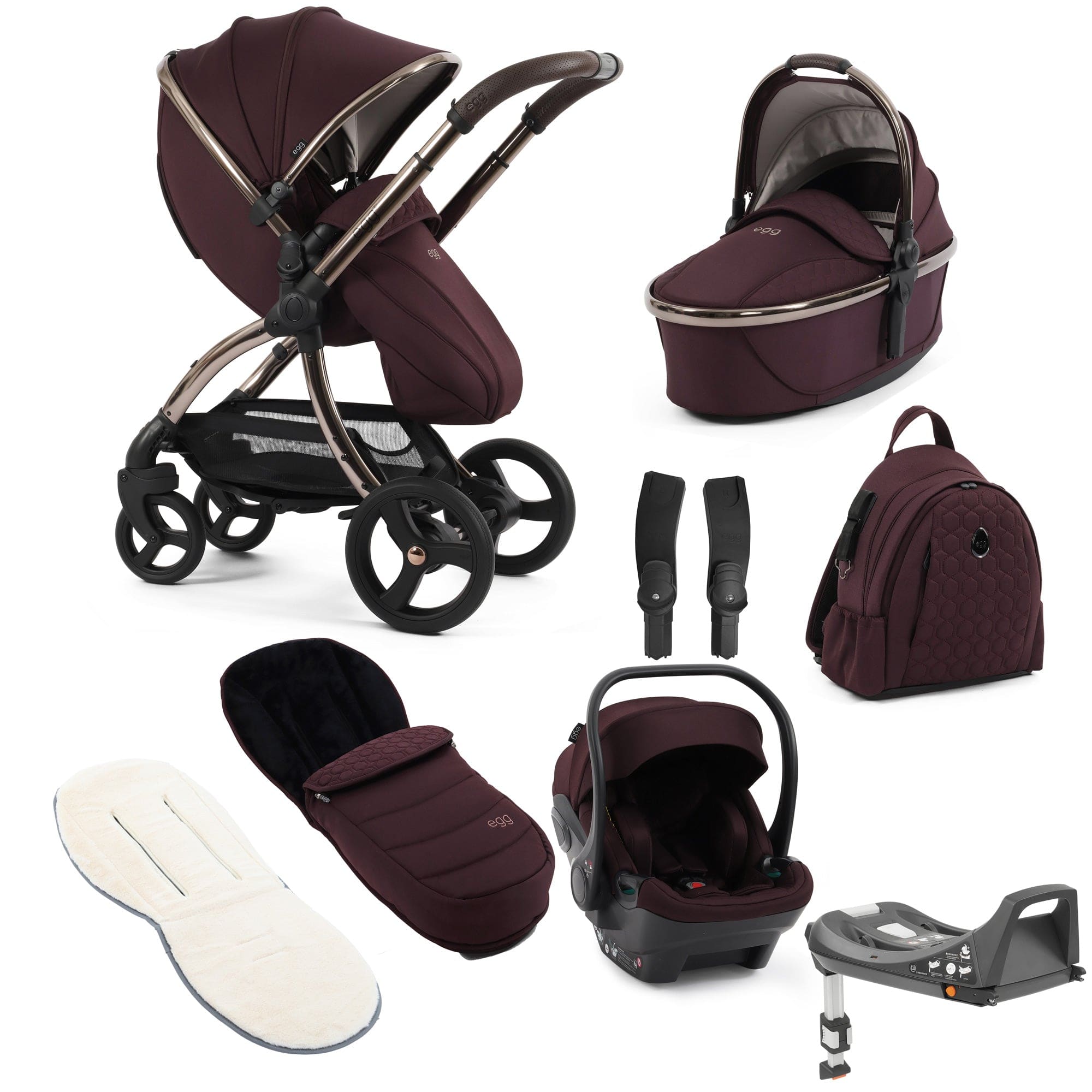 egg3 Luxury Travel System Bundle in Mulberry Travel Systems 18004-MUL 5061058980664