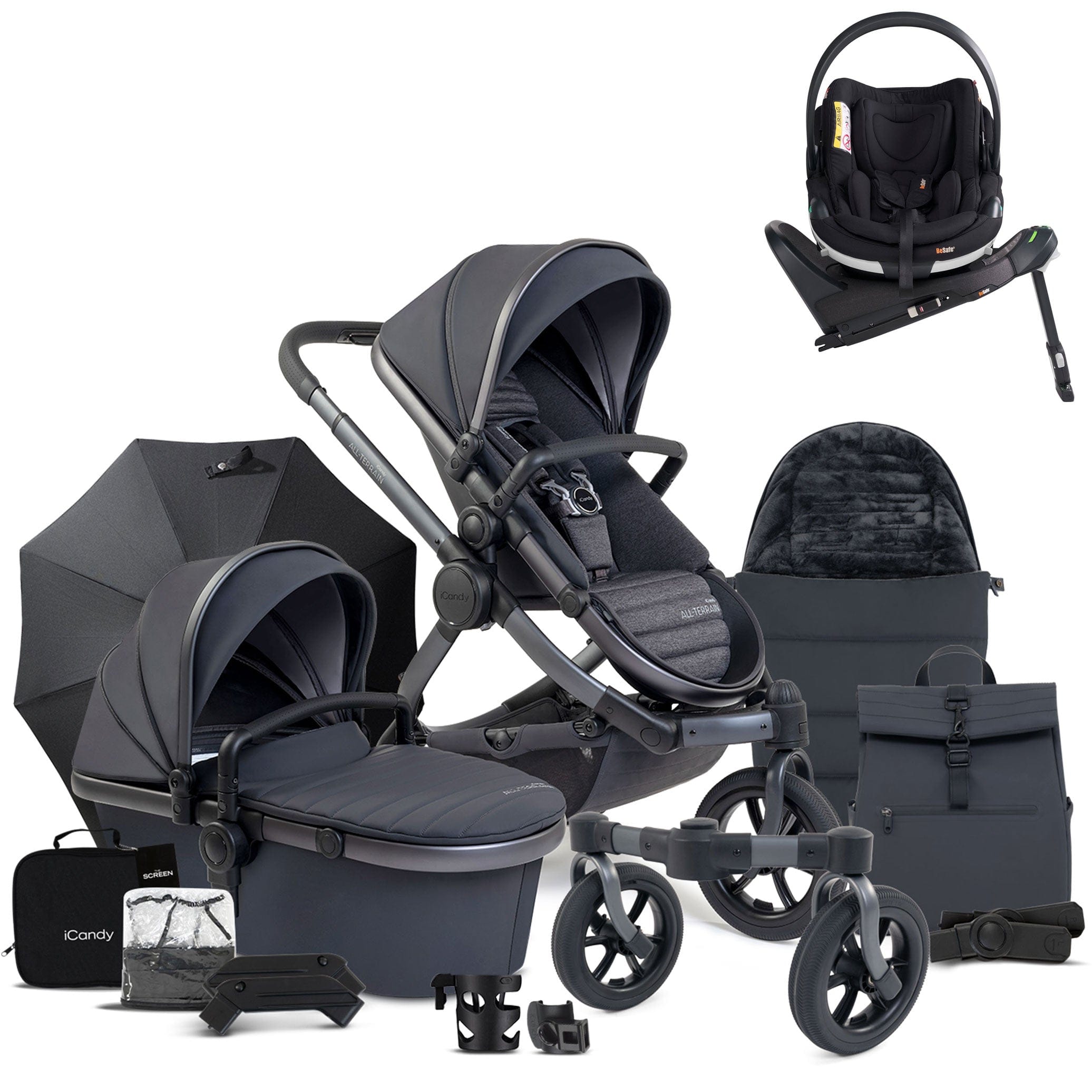 iCandy Peach 7 All Terrain Complete BeSafe Bundle in Storm 3 Wheelers 17841-STO