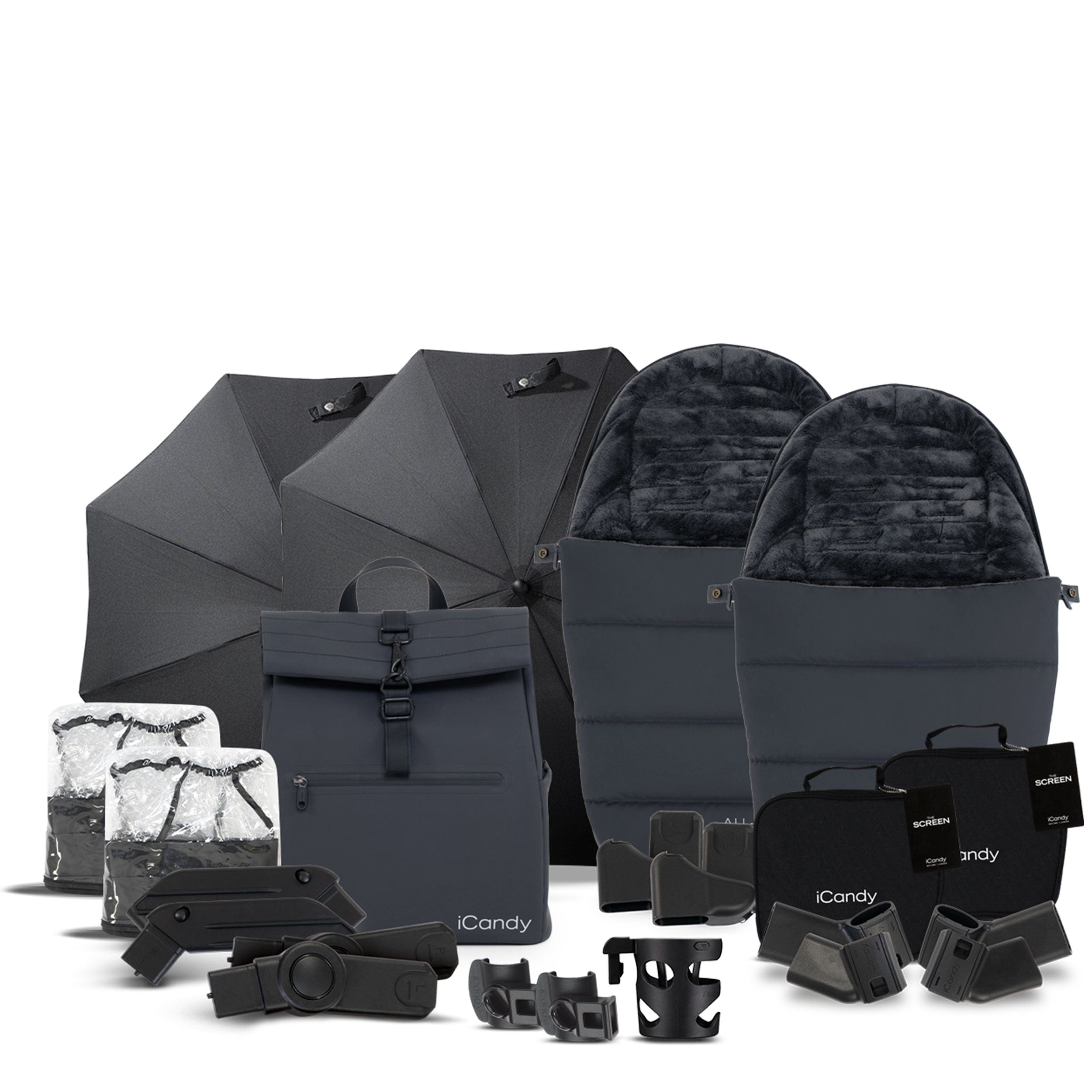 iCandy Peach 7 All Terrain Complete Twin Cocoon Bundle in Storm Baby Prams IC3091 5010334059242