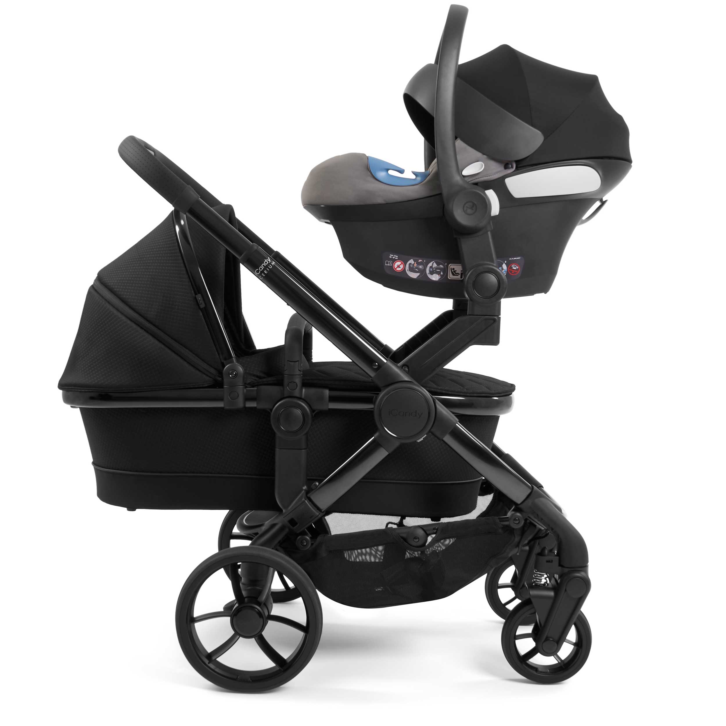 iCandy Peach 7 Cerium Twin Complete Maxi-Cosi Bundle in Black Double & Twin Prams