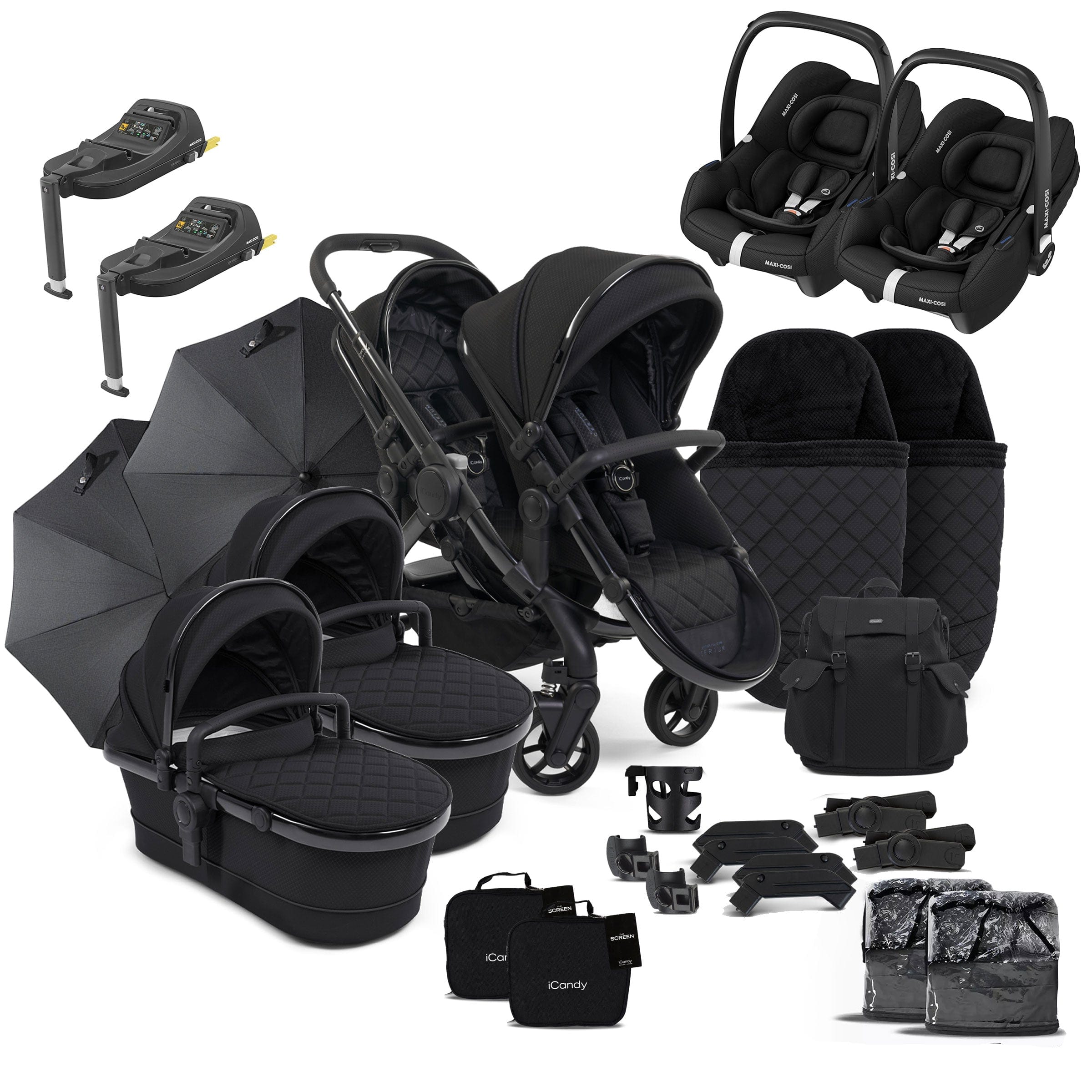 iCandy Peach 7 Cerium Twin Maxi-Cosi Combo Bundle in Black Double & Twin Prams 16872-CER-MAX 5010334048017