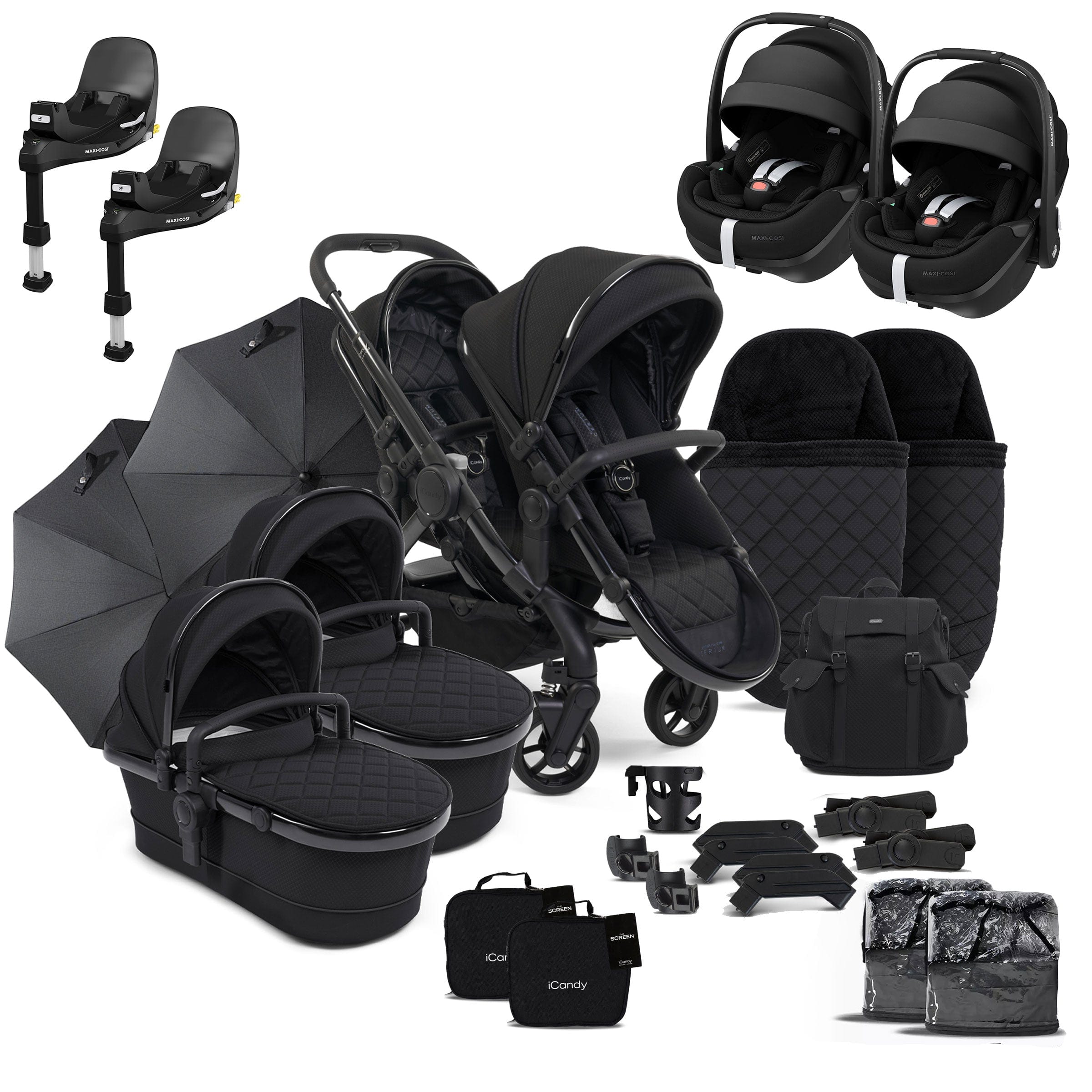 iCandy Peach 7 Cerium Twin Maxi-Cosi Combo Bundle in Black Double & Twin Prams 16874-CER-MAX 5010334048017