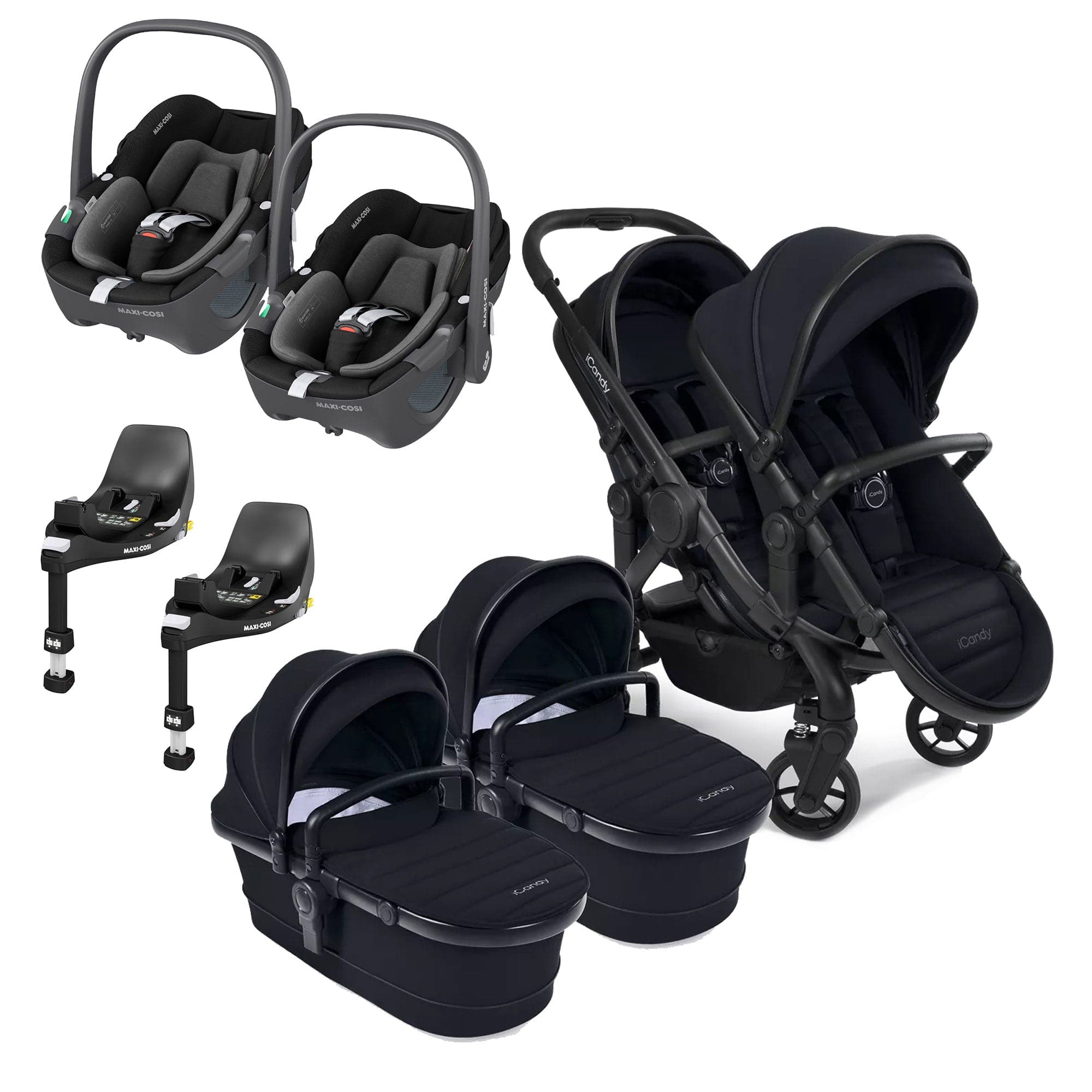 iCandy Peach 7 Twin Maxi Cosi Bundle in Black