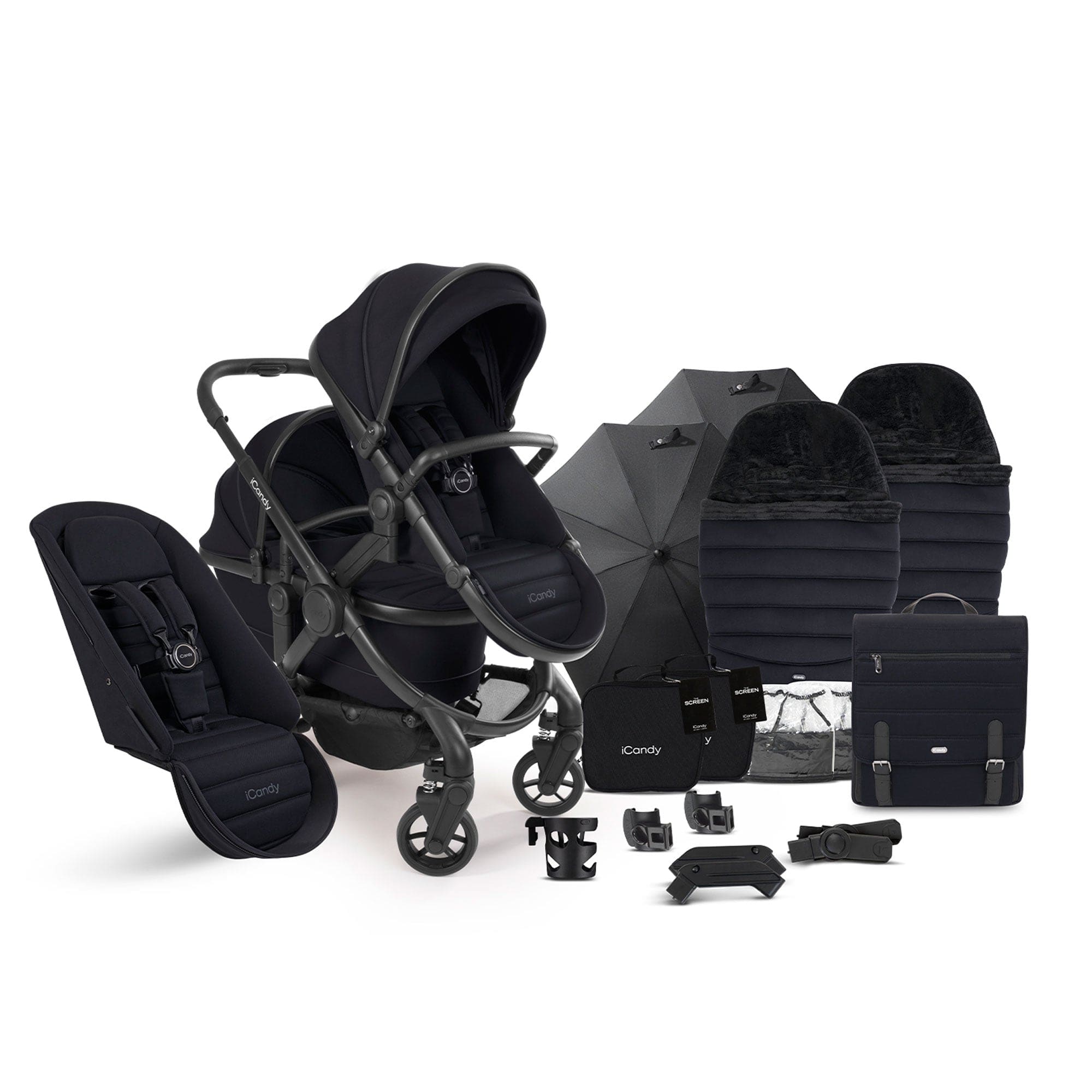 iCandy Peach 7 Double Complete Bundle in Black Pram Bundles IC3031 5010334058535