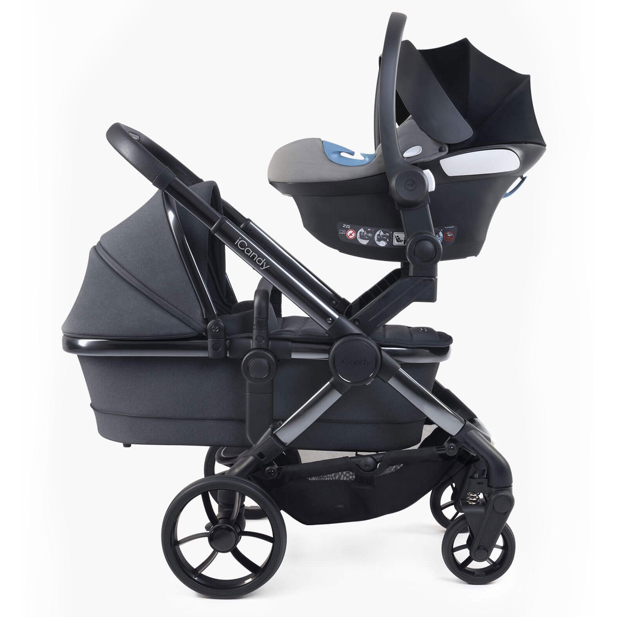 iCandy Peach 7 Double Complete Bundle in Dark Grey Pram Bundles IC3030 5010334058528