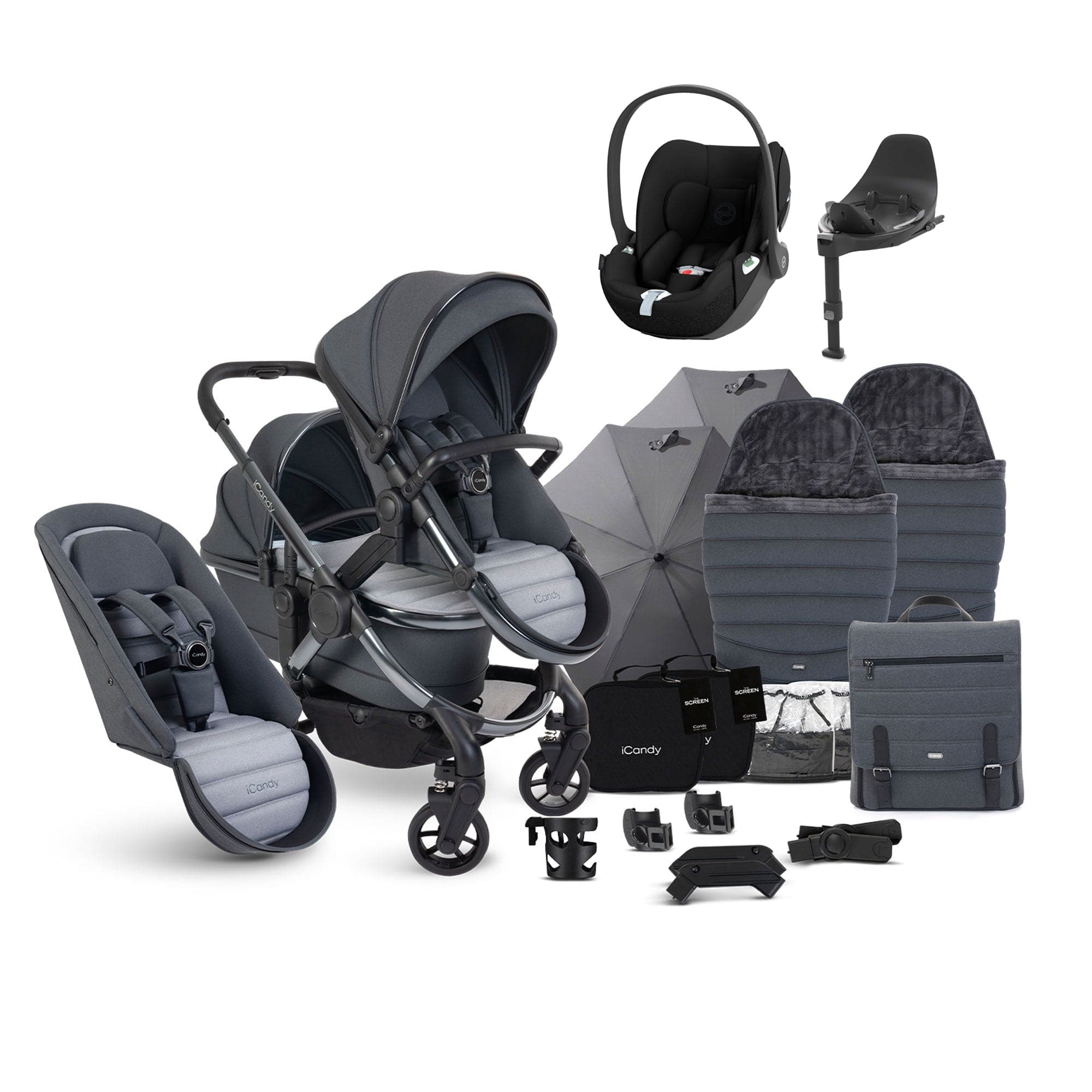 iCandy Peach 7 Double Complete Cybex Travel System in Truffle Pram Bundles 17713-DOUB-COMPLETE-TR 5010334058542