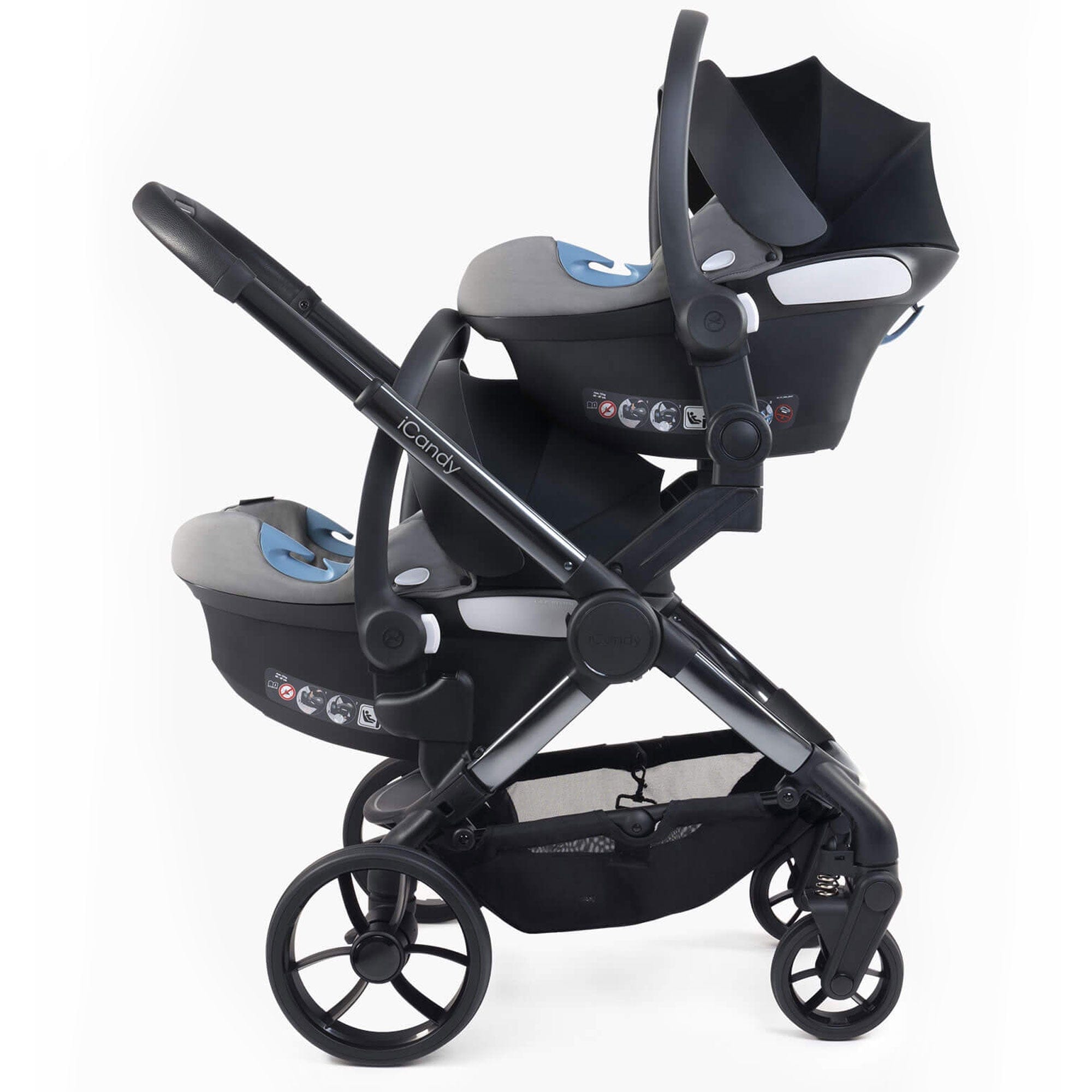 iCandy Peach 7 Twin Complete Cybex Travel System in Black Pram Bundles 17747-TWIN-COM-CG-BL 5010334058627