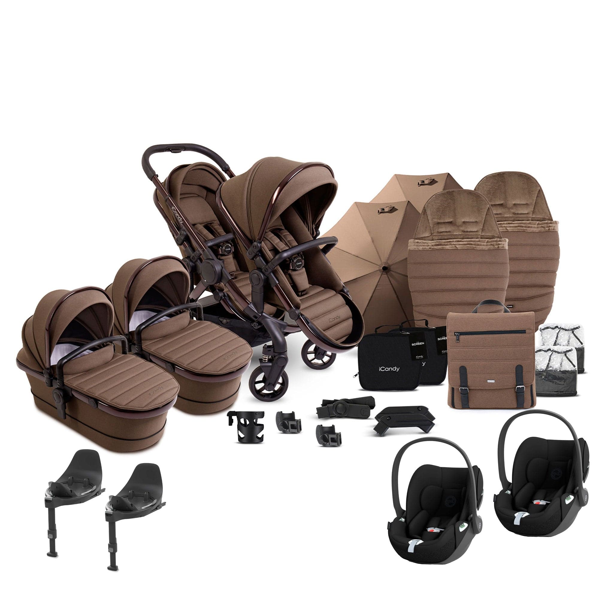 iCandy Peach 7 Twin Complete Cybex Travel System in Coco Pram Bundles 17751-TWIN-COM-CG-CO 5010334058689