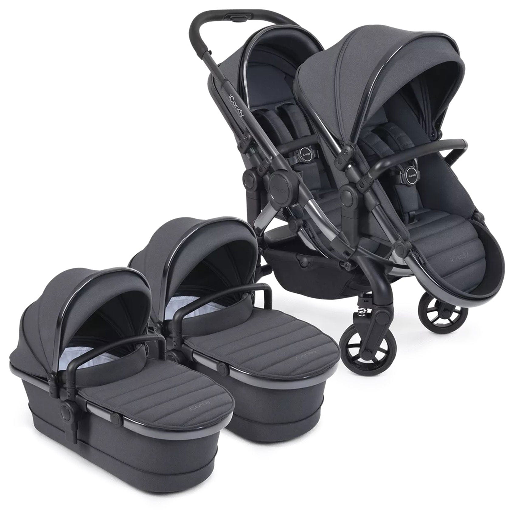 iCandy Peach 7 Twin Complete Cybex Travel System in Dark Grey Pram Bundles 17745-TWIN-COM-CG-DG 5010334058610