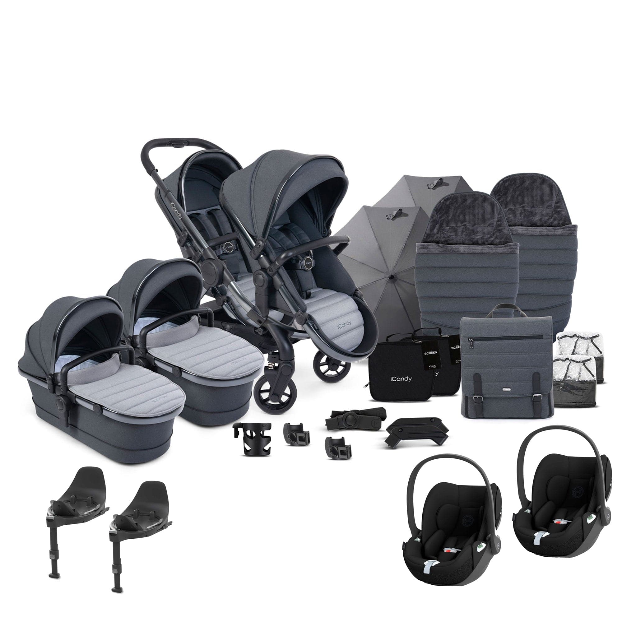 iCandy Peach 7 Twin Complete Cybex Travel System in Truffle Pram Bundles 17746-TWIN-COM-CG-TR 5010334058634