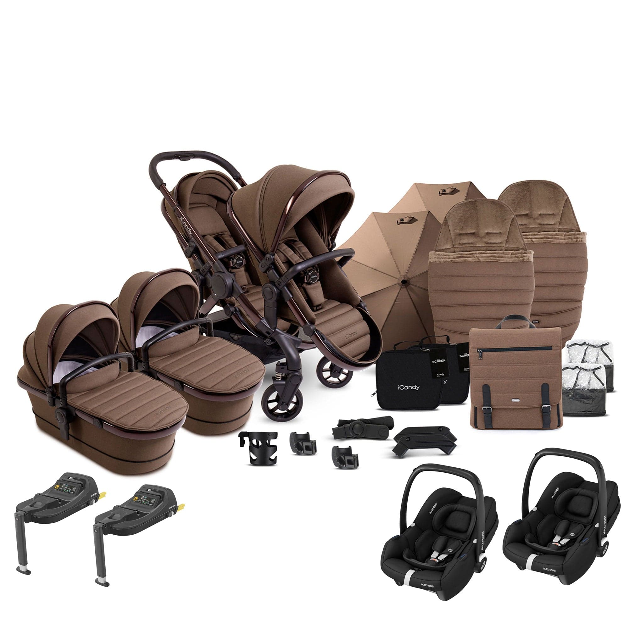 iCandy Peach 7 Twin Complete Maxi-Cosi Travel System in Coco Pram Bundles 17788-TWIN-COM-COC 5010334058689