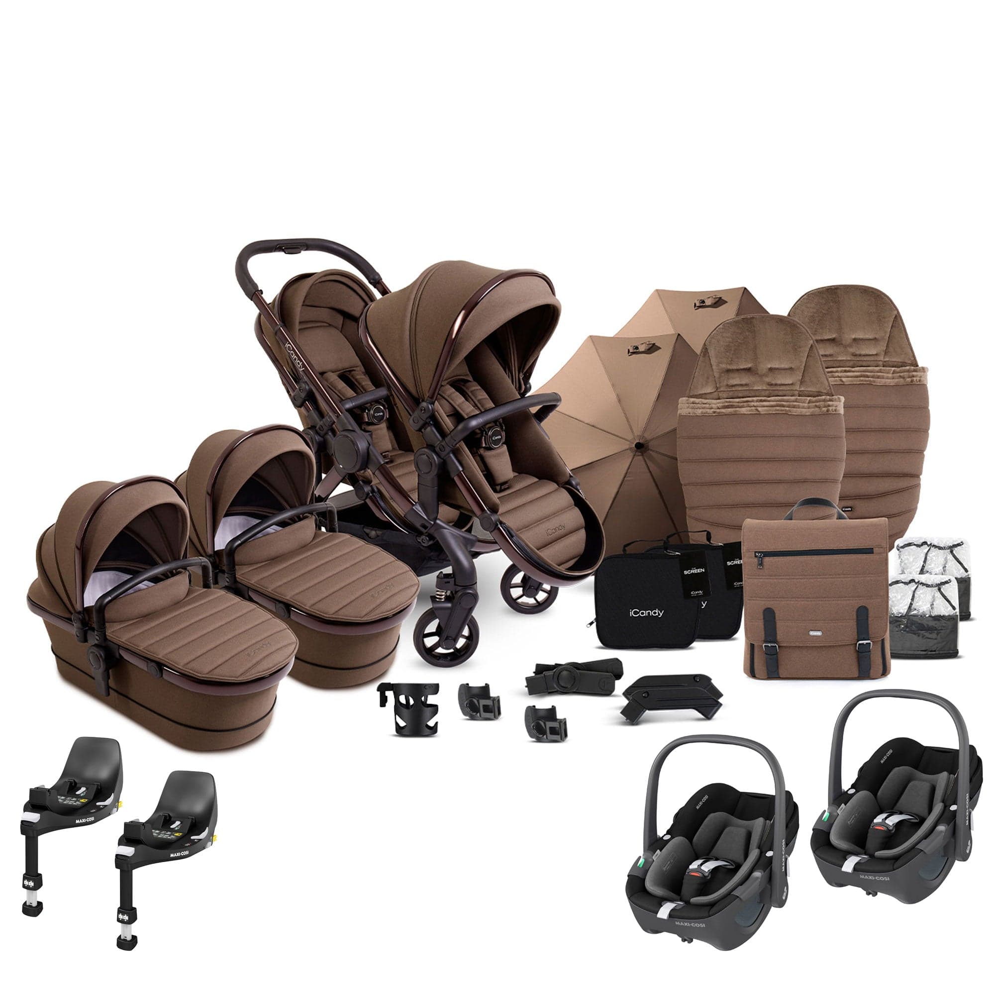 iCandy Peach 7 Twin Complete Maxi-Cosi Travel System in Coco Pram Bundles 17790-TWIN-COM-COC 5010334058689