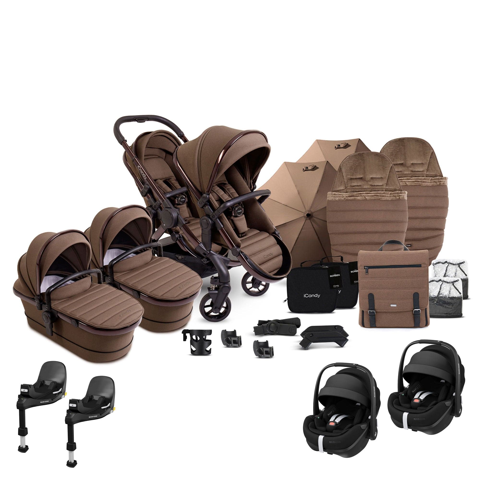 iCandy Peach 7 Twin Complete Maxi-Cosi Travel System in Coco Pram Bundles 17791-TWIN-COM-COC 5010334058689