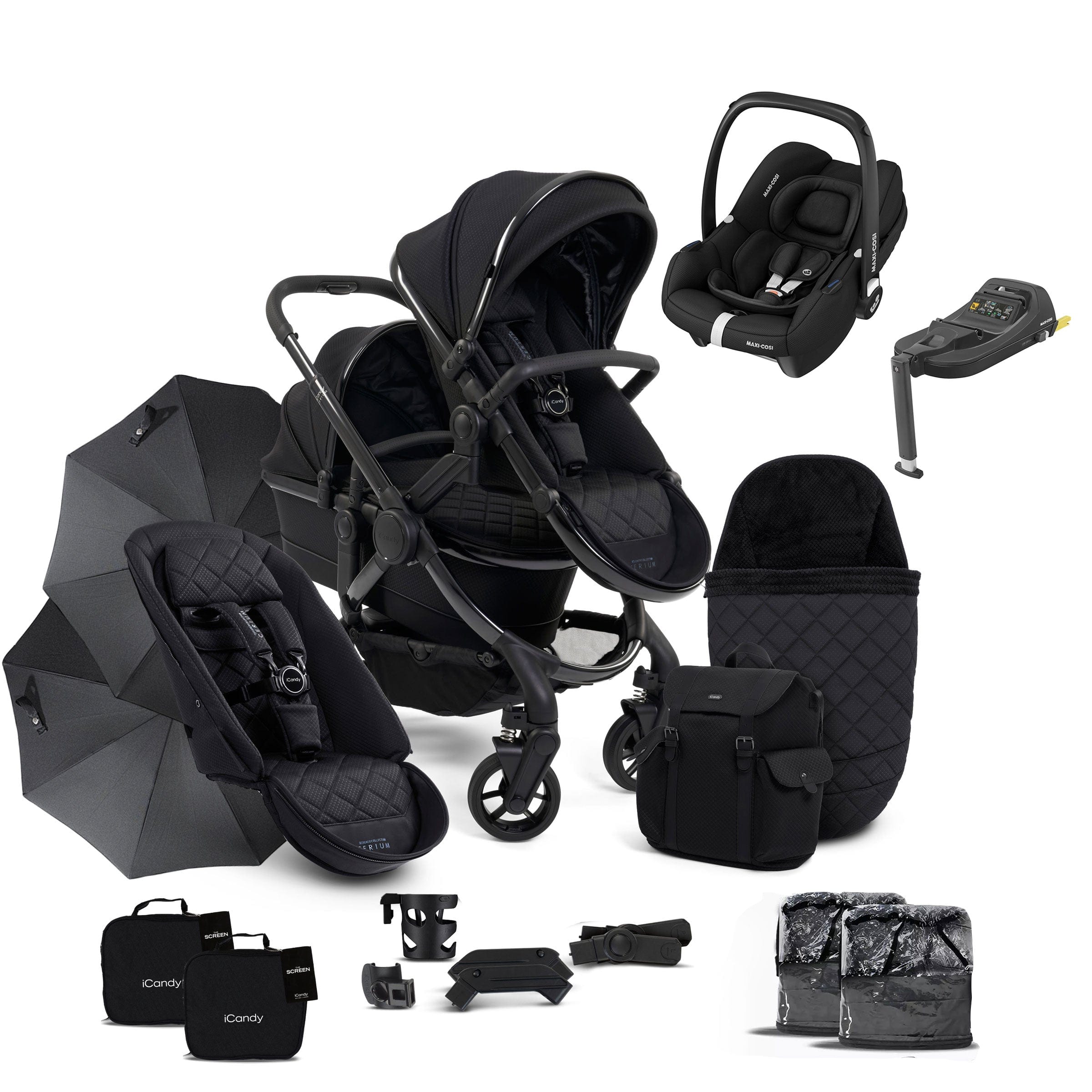 iCandy Peach 7 Cerium Double Complete Maxi-Cosi Bundle in Black Pushchairs & Buggies 16879-CER-DOU-1 5010334048024