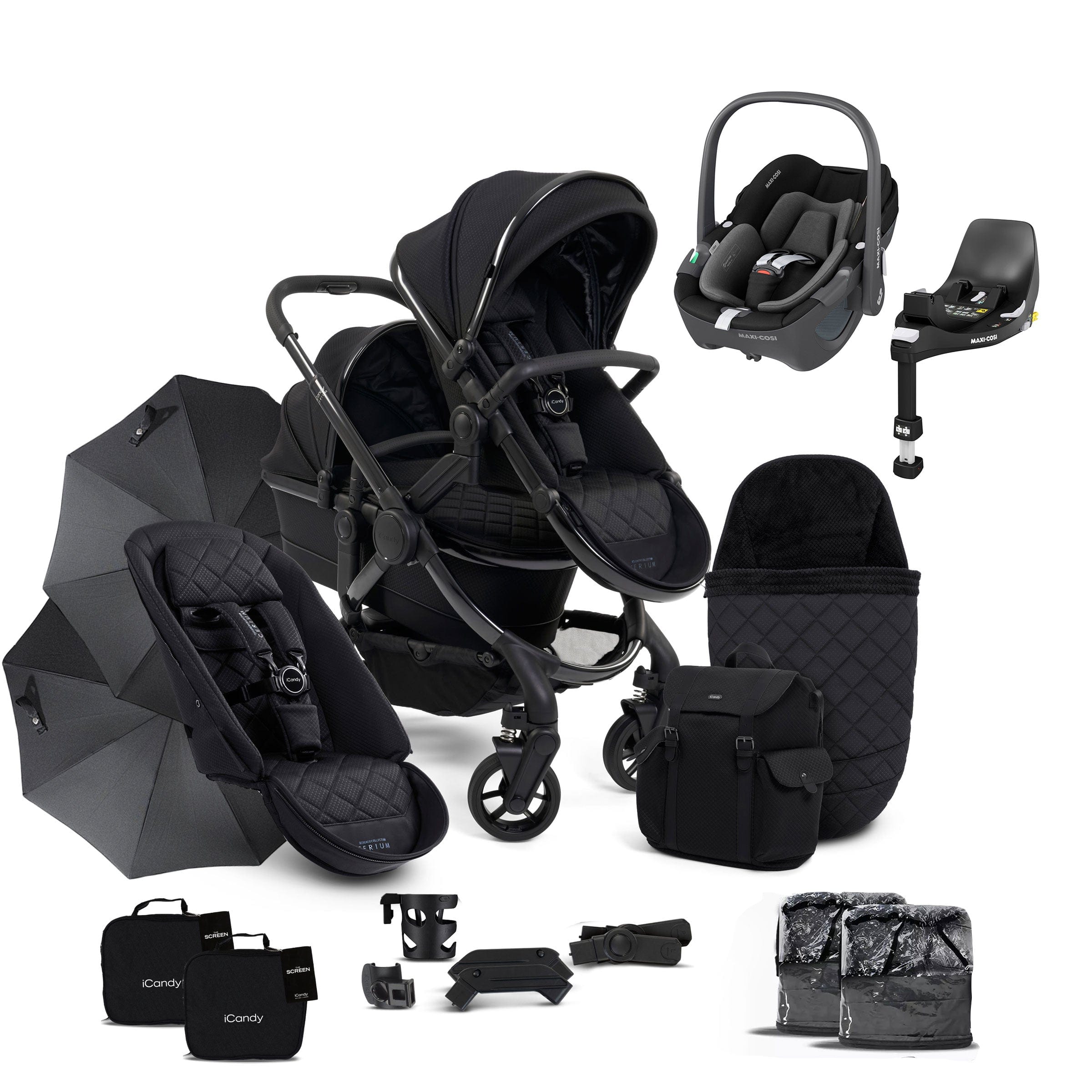 iCandy Peach 7 Cerium Double Complete Maxi-Cosi Bundle in Black Pushchairs & Buggies 16880-CER-DOU 5010334048024