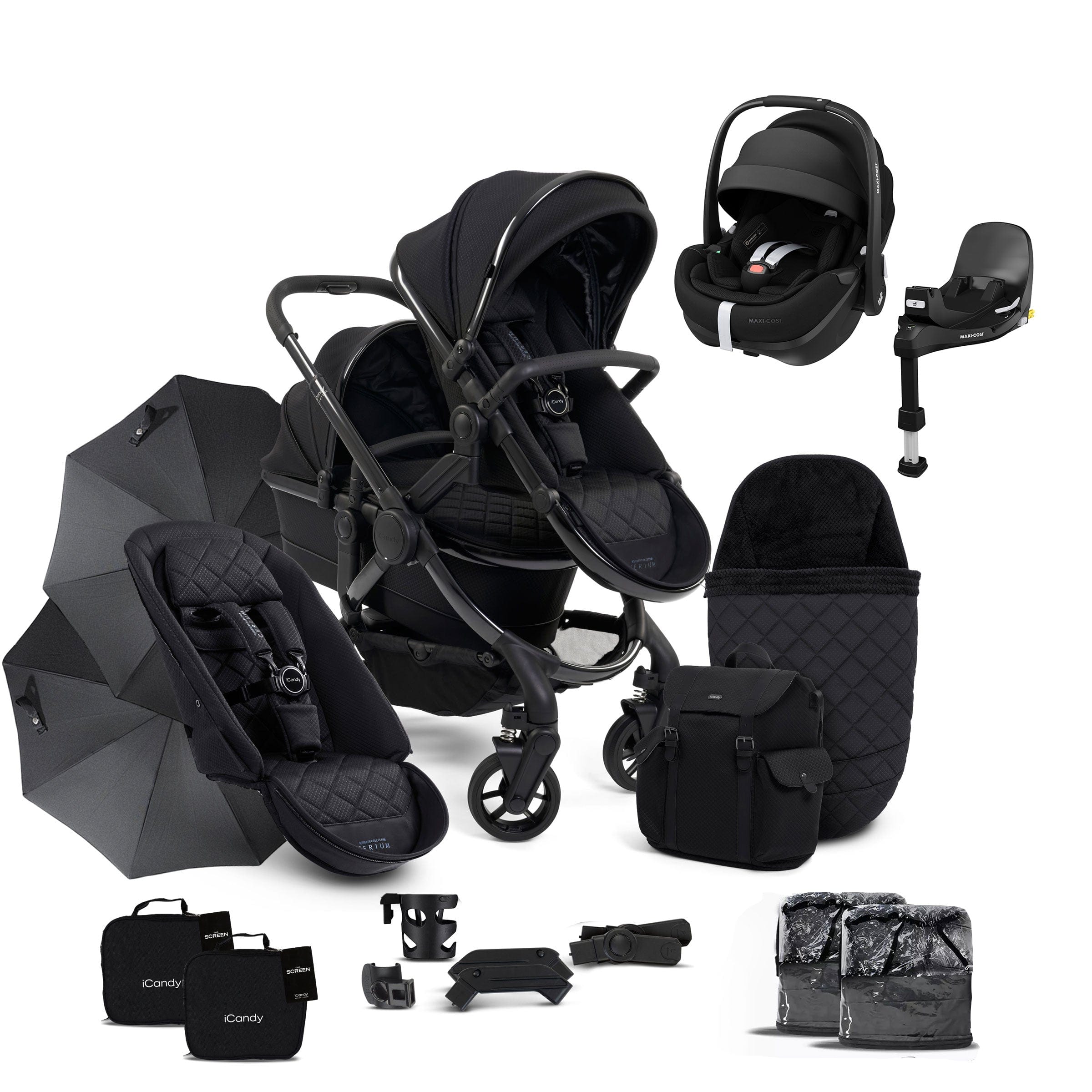 iCandy Peach 7 Cerium Double Complete Maxi-Cosi Bundle in Black Pushchairs & Buggies 16881-CER-DOU 5010334048024