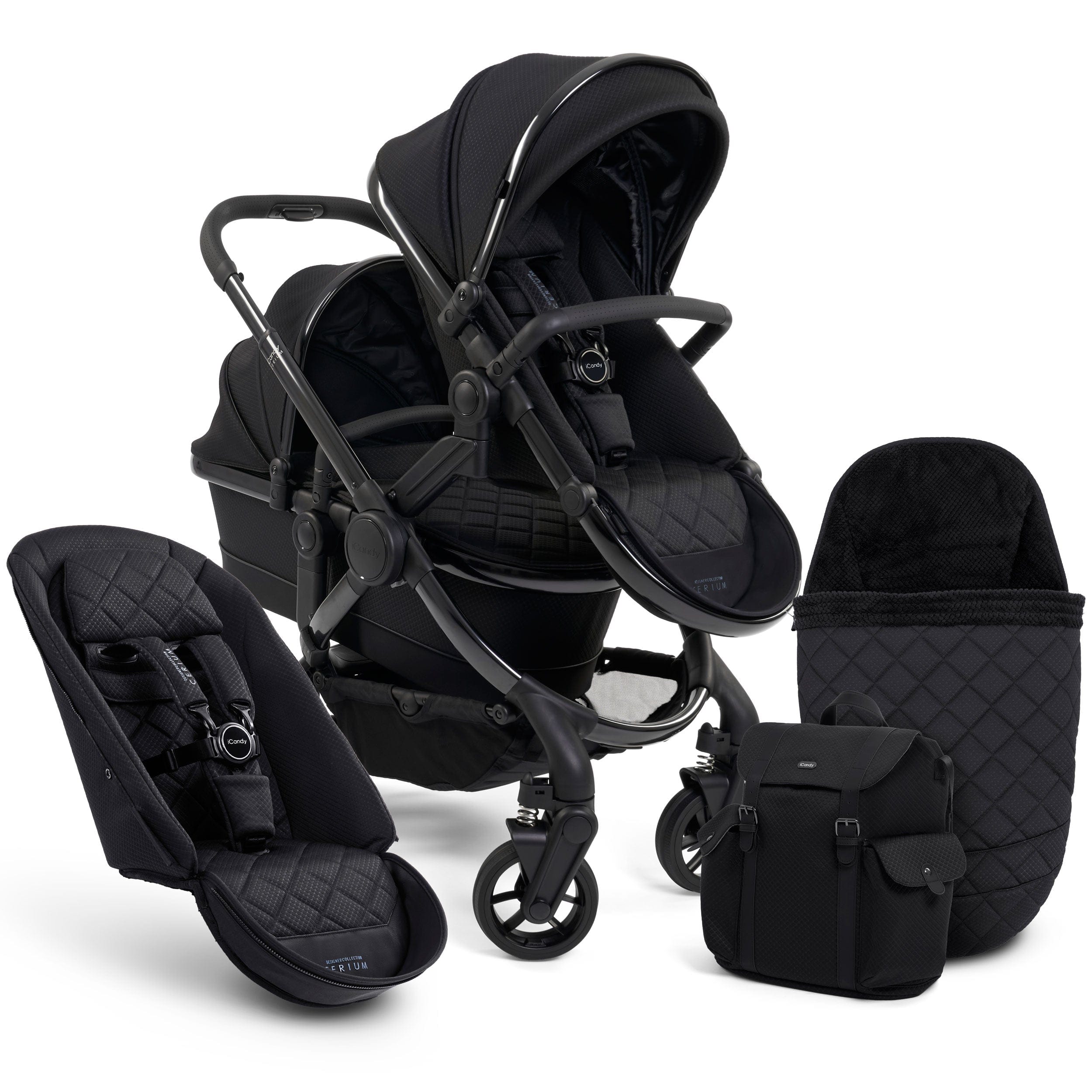 iCandy Peach 7 Cerium Double Pushchair in Black Pushchairs & Buggies IC2571 5010334048024