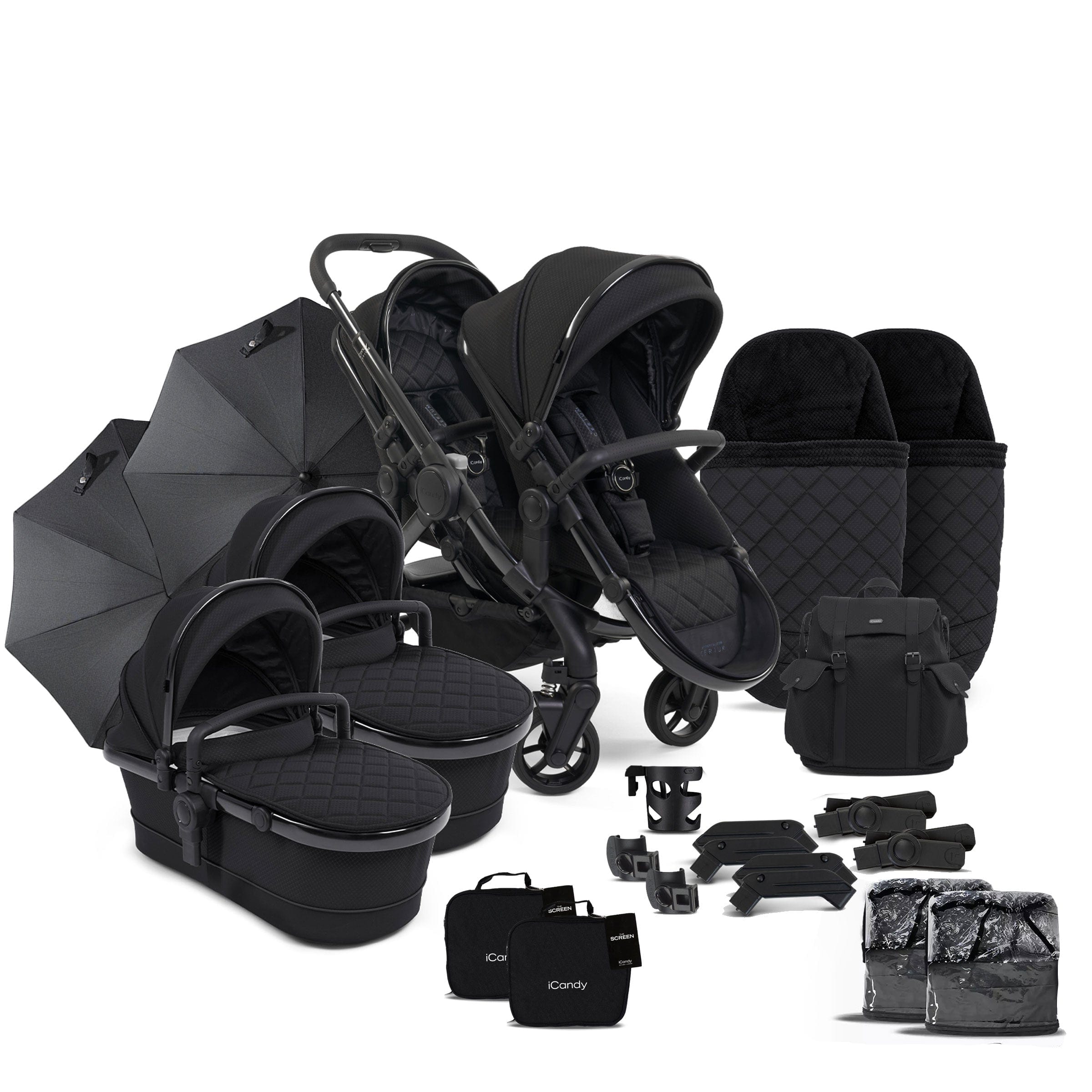 iCandy Peach 7 Cerium Twin Complete Bundle in Black Pushchairs & Buggies 16865-CER-TWI 5010334048116