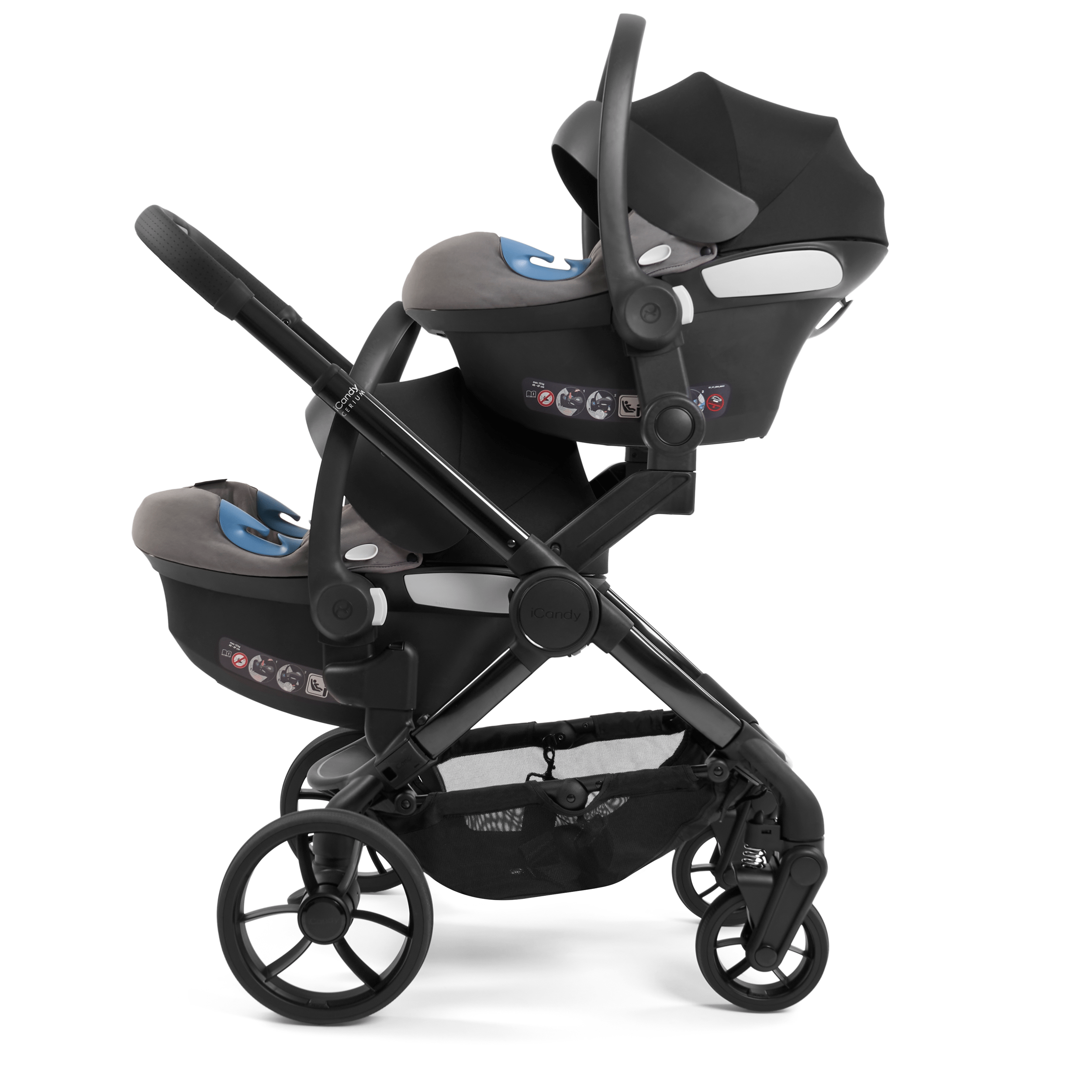 iCandy Peach 7 Cerium Twin Complete Maxi-Cosi Bundle in Black Pushchairs & Buggies