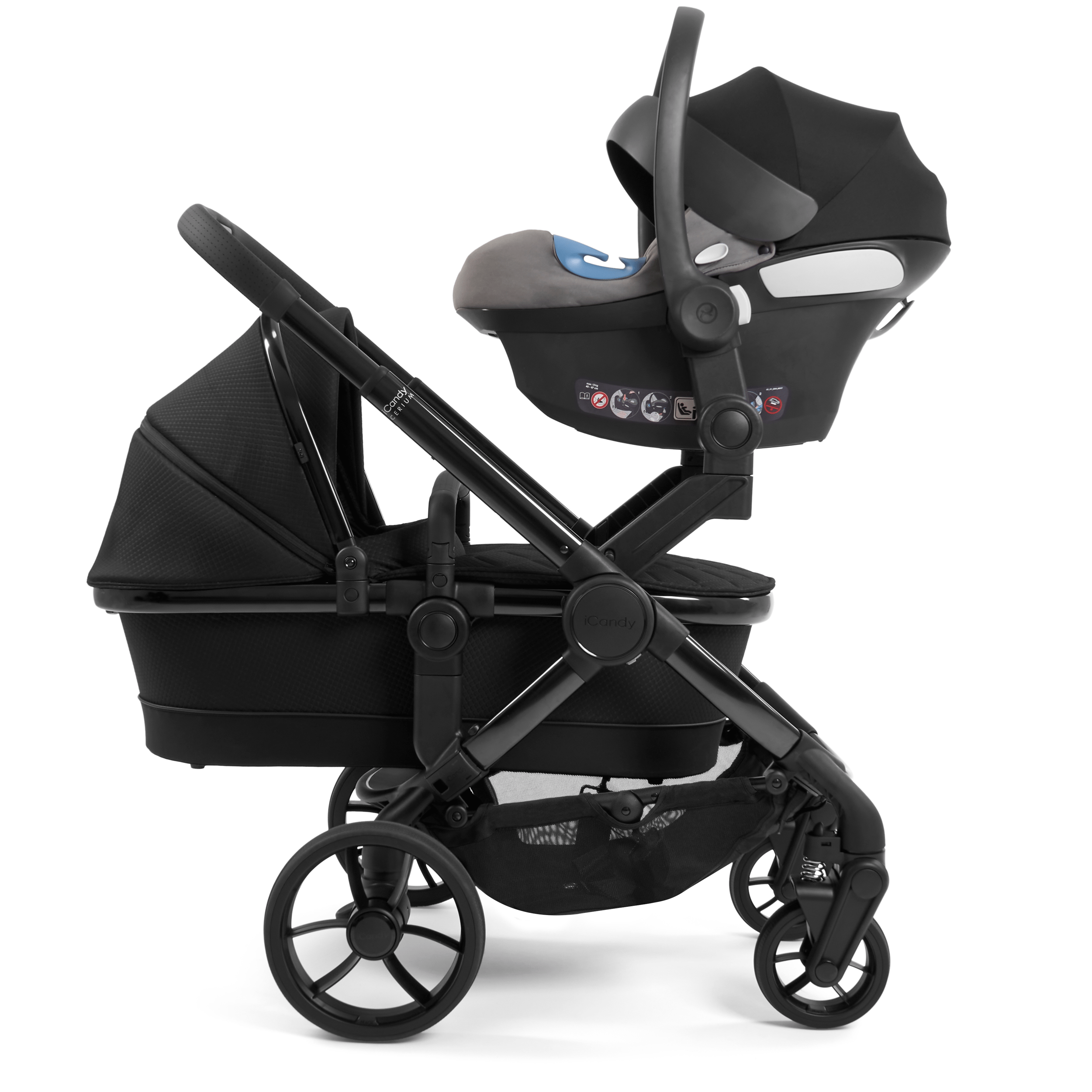 iCandy Peach 7 Cerium Twin Complete Maxi-Cosi Bundle in Black Pushchairs & Buggies