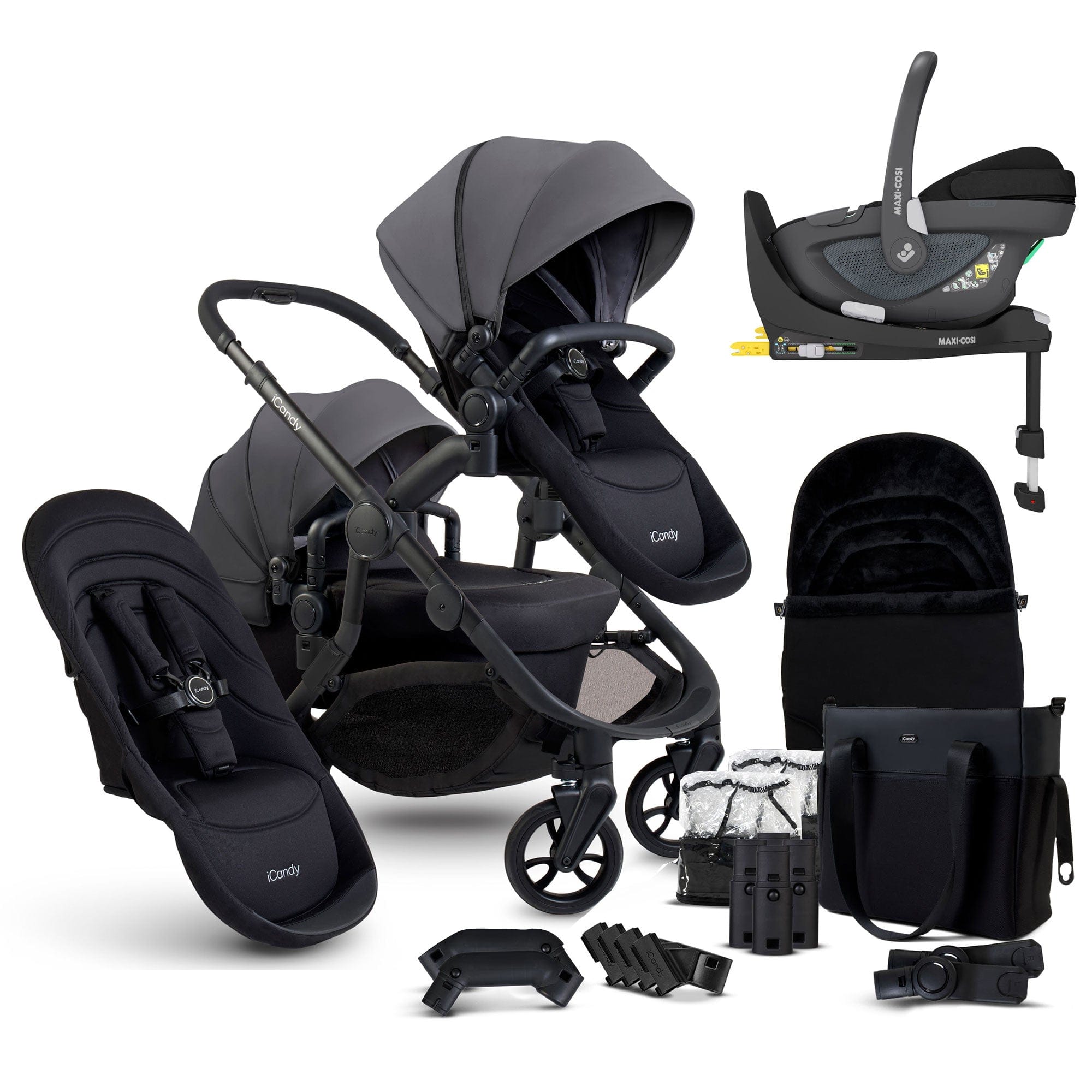 iCandy Orange 4 Double Maxi-Cosi Travel System in Fossil Travel Systems 16987-MAX-PEB 5010334058733