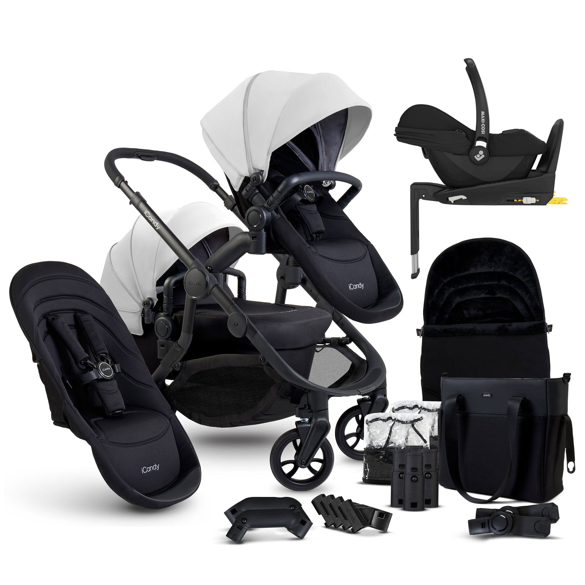 iCandy Orange 4 Double Maxi-Cosi Travel System in Glacier Travel Systems 18210-MAX-CAB 5010334060606