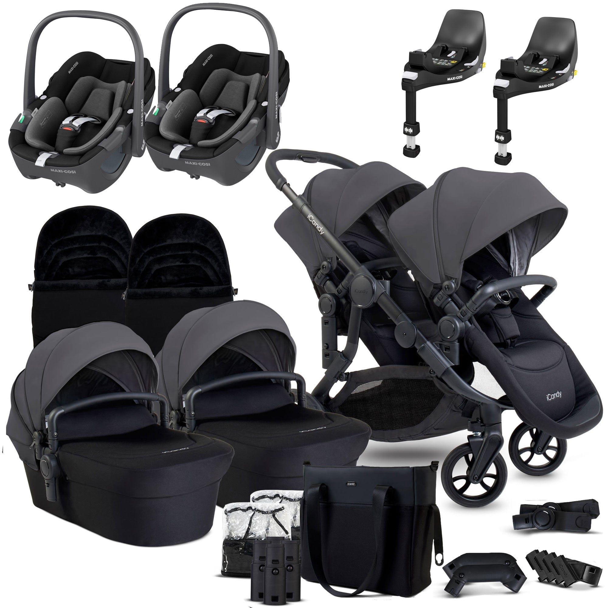 iCandy Orange 4 Twin Maxi-Cosi Travel System in Fossil Travel Systems 17011-PEB-FOS 5010334058788