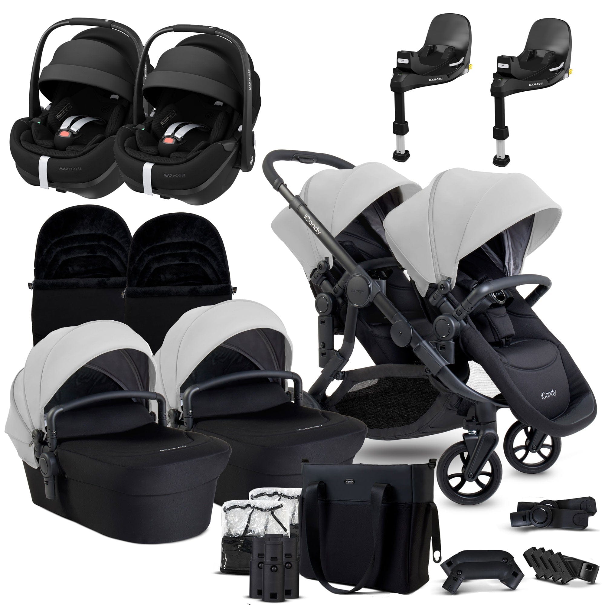 iCandy Orange 4 Twin Maxi-Cosi Travel System in Glacier Travel Systems 18216-PV2-GLA 5010334060613