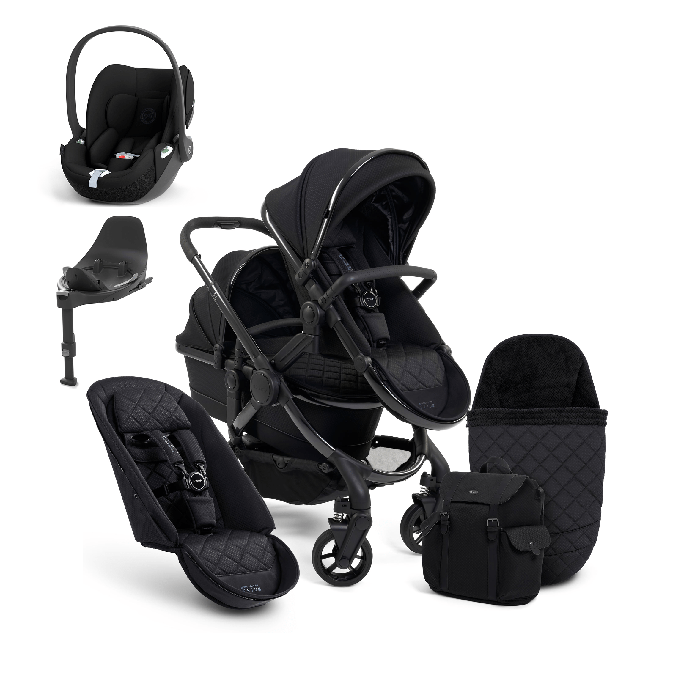 iCandy Peach 7 Cerium Double Cybex Travel System in Black Travel Systems 16887-CER-CLO 5010334048024