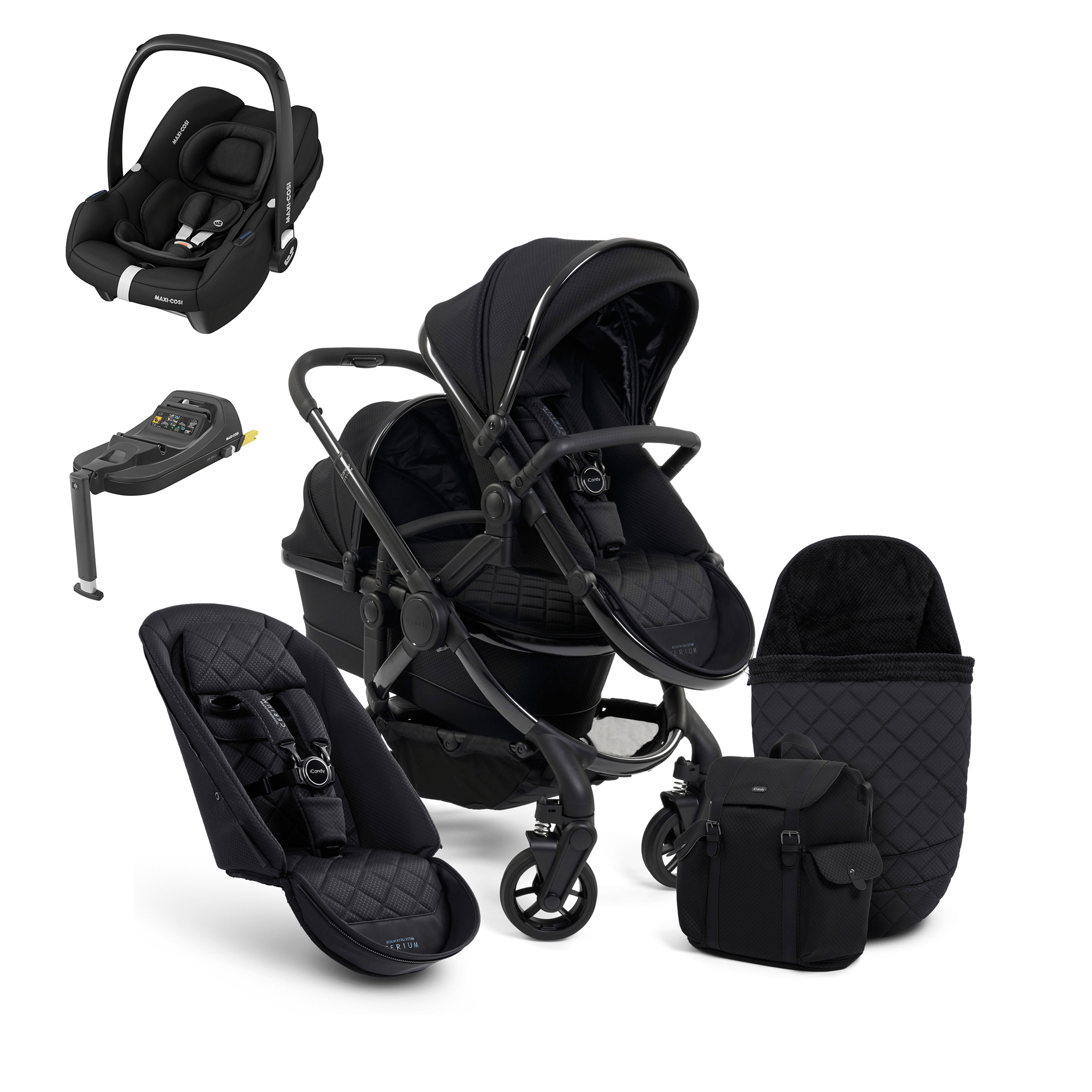 iCandy Peach 7 Cerium Double Maxi-Cosi Travel System in Black Travel Systems 16884-CER-CAB 5010334048024