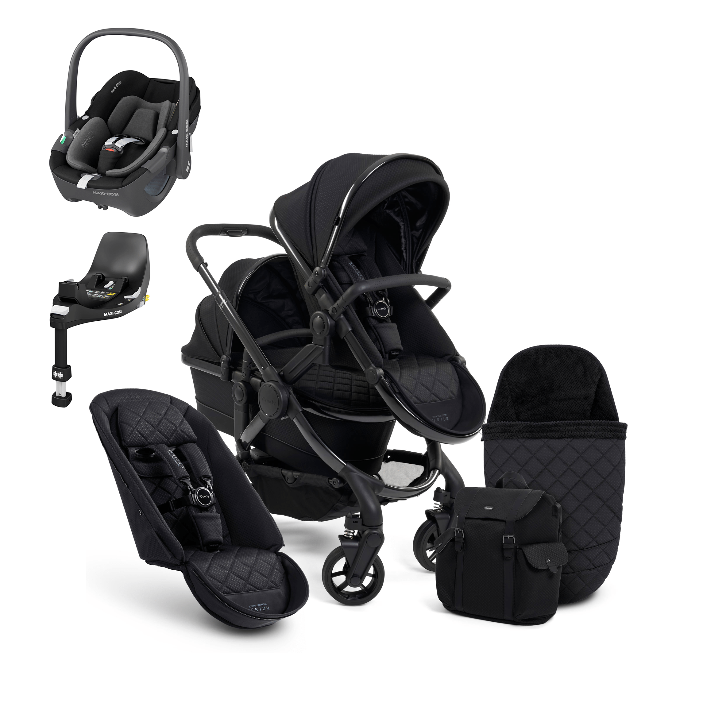 iCandy Peach 7 Cerium Double Maxi-Cosi Travel System in Black Travel Systems 16885-CER-PEB 5010334048024