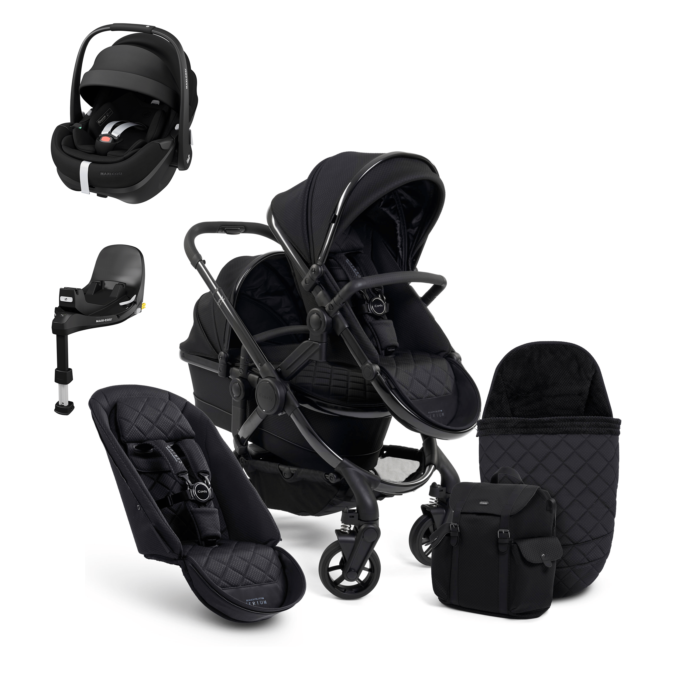 iCandy Peach 7 Cerium Double Maxi-Cosi Travel System in Black Travel Systems 16886-CER-PV2 5010334048024