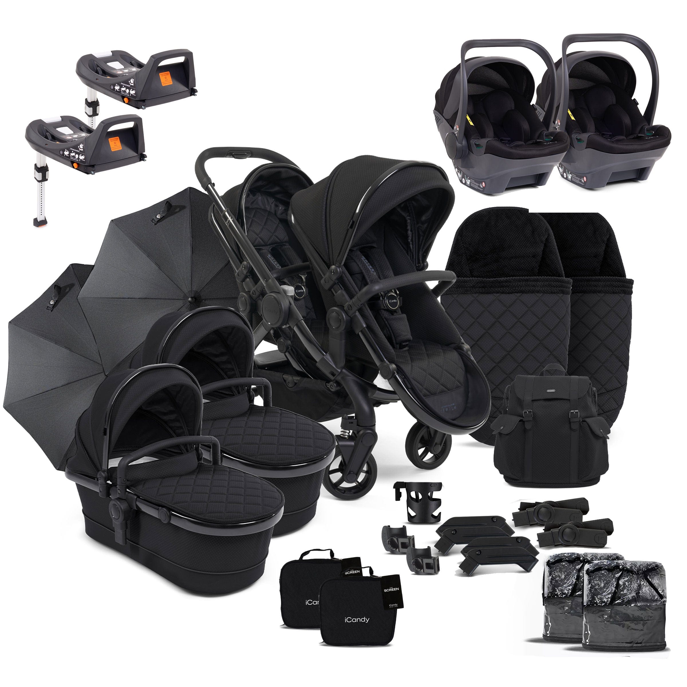 iCandy Peach 7 Cerium Twin Complete Cocoon Bundle in Black Travel Systems 16870-CER-COO 5010334048116