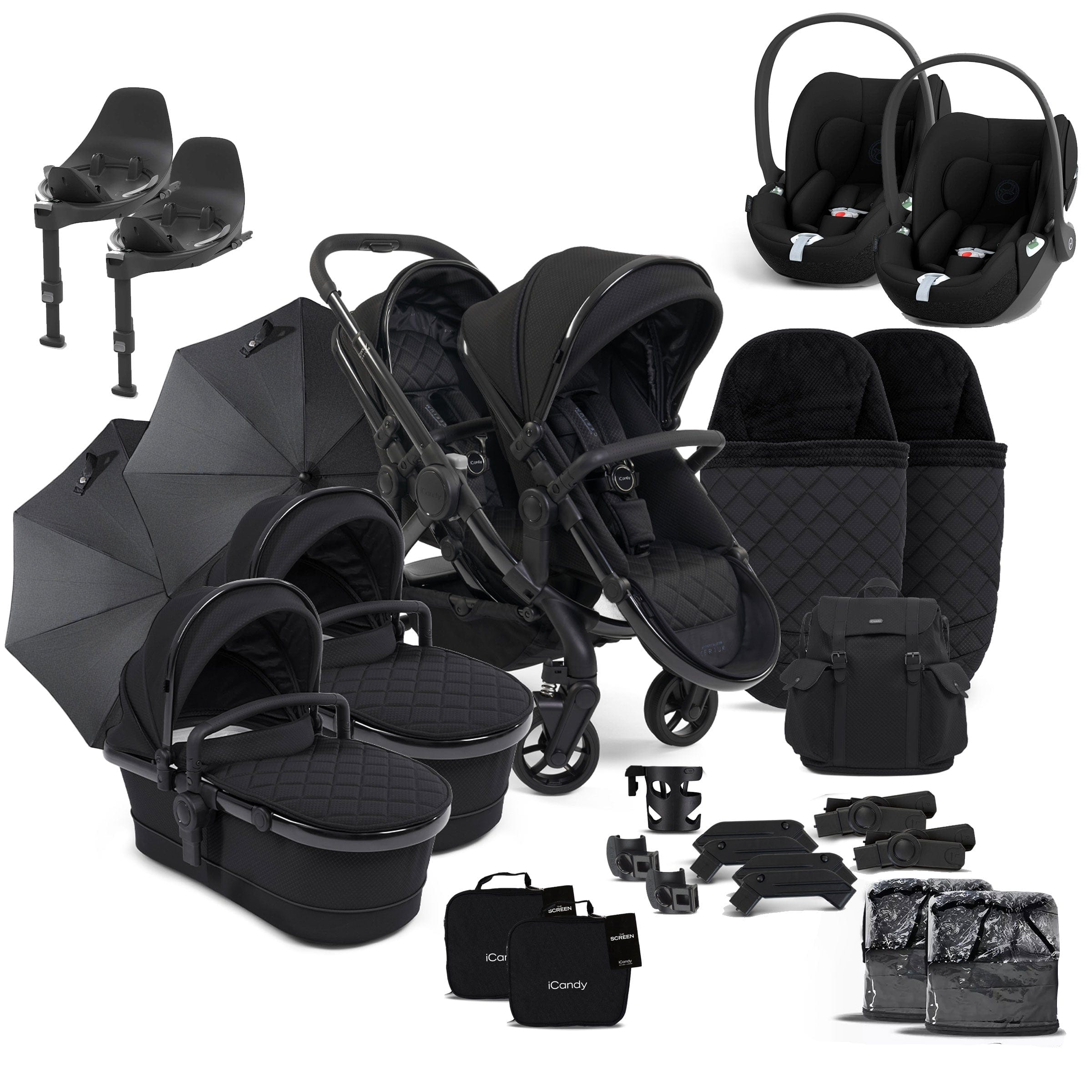 iCandy Peach 7 Cerium Twin Complete Cybex Bundle in Black Travel Systems 16869-CER-CLO 5010334048116