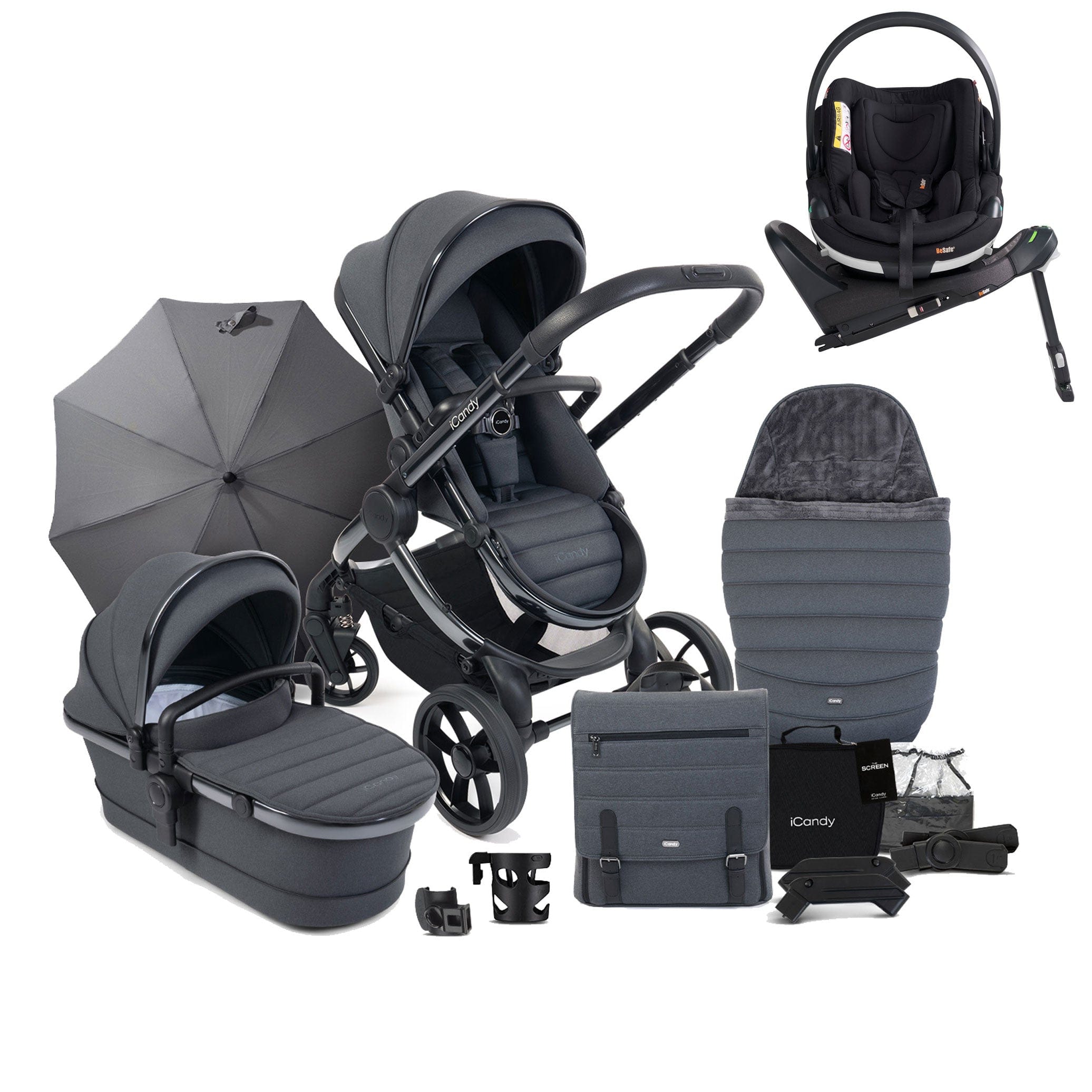 iCandy Peach 7 Complete Besafe Bundle in Dark Grey Travel Systems 17835-DGY 5010334048086