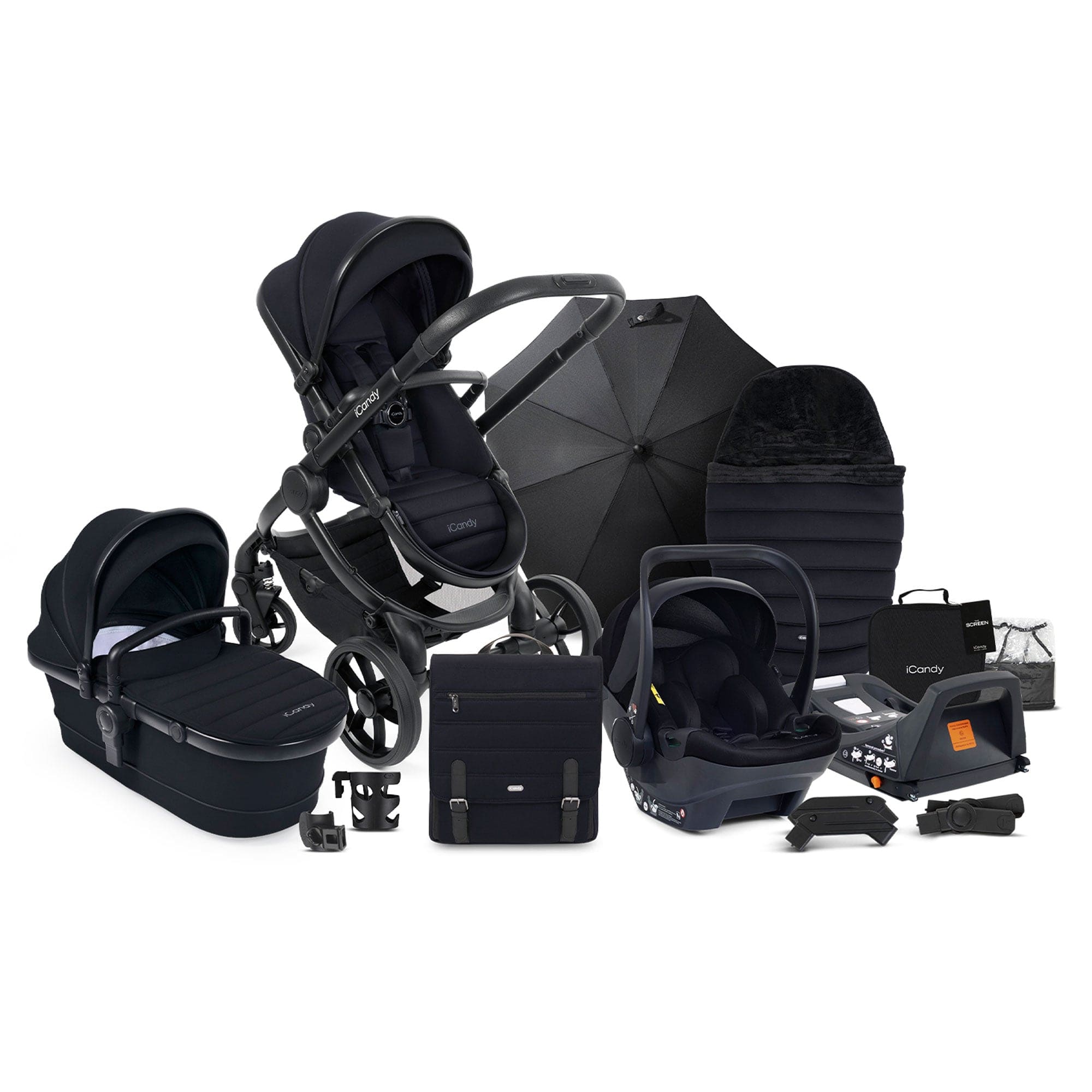 iCandy Peach 7 Complete Bundle with COCOON Car Seat in Black Travel Systems IC2976 5010334057941