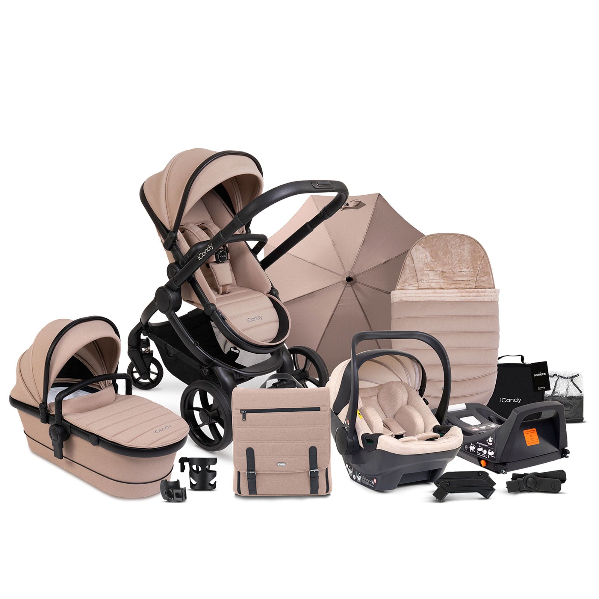 iCandy Peach 7 Complete Bundle with COCOON Car Seat in Cookie Travel Systems IC2979 5010334057972