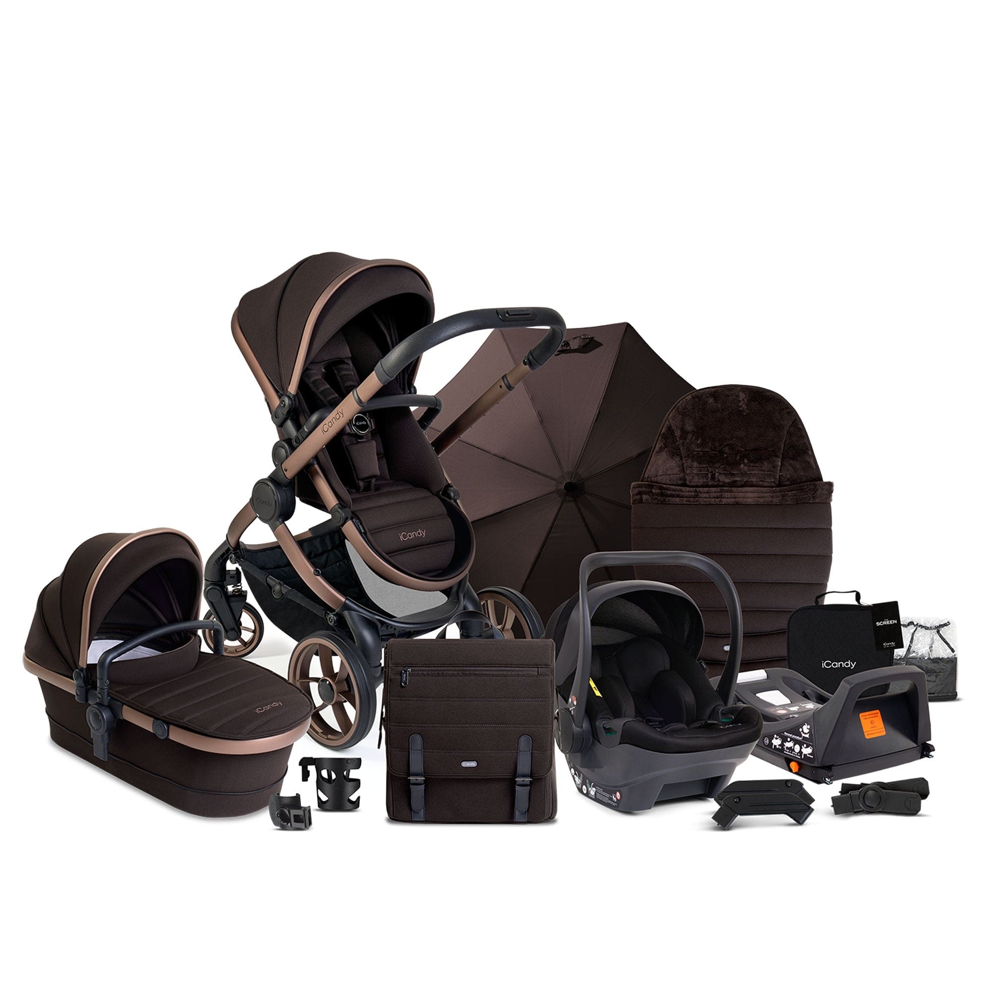 iCandy Peach 7 Complete Bundle with COCOON Car Seat in Pecan Travel Systems IC3131 5010334059730