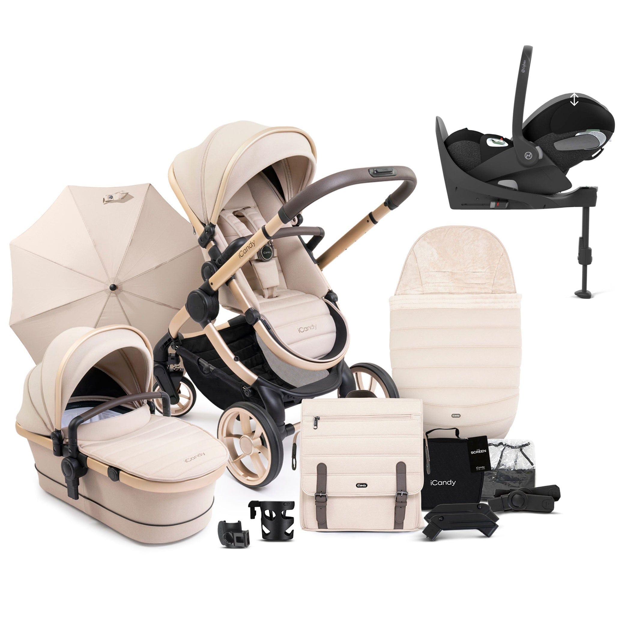 iCandy Peach 7 Complete Cybex Bundle in Biscotti Travel Systems 15923-BIS-2 5010334052441