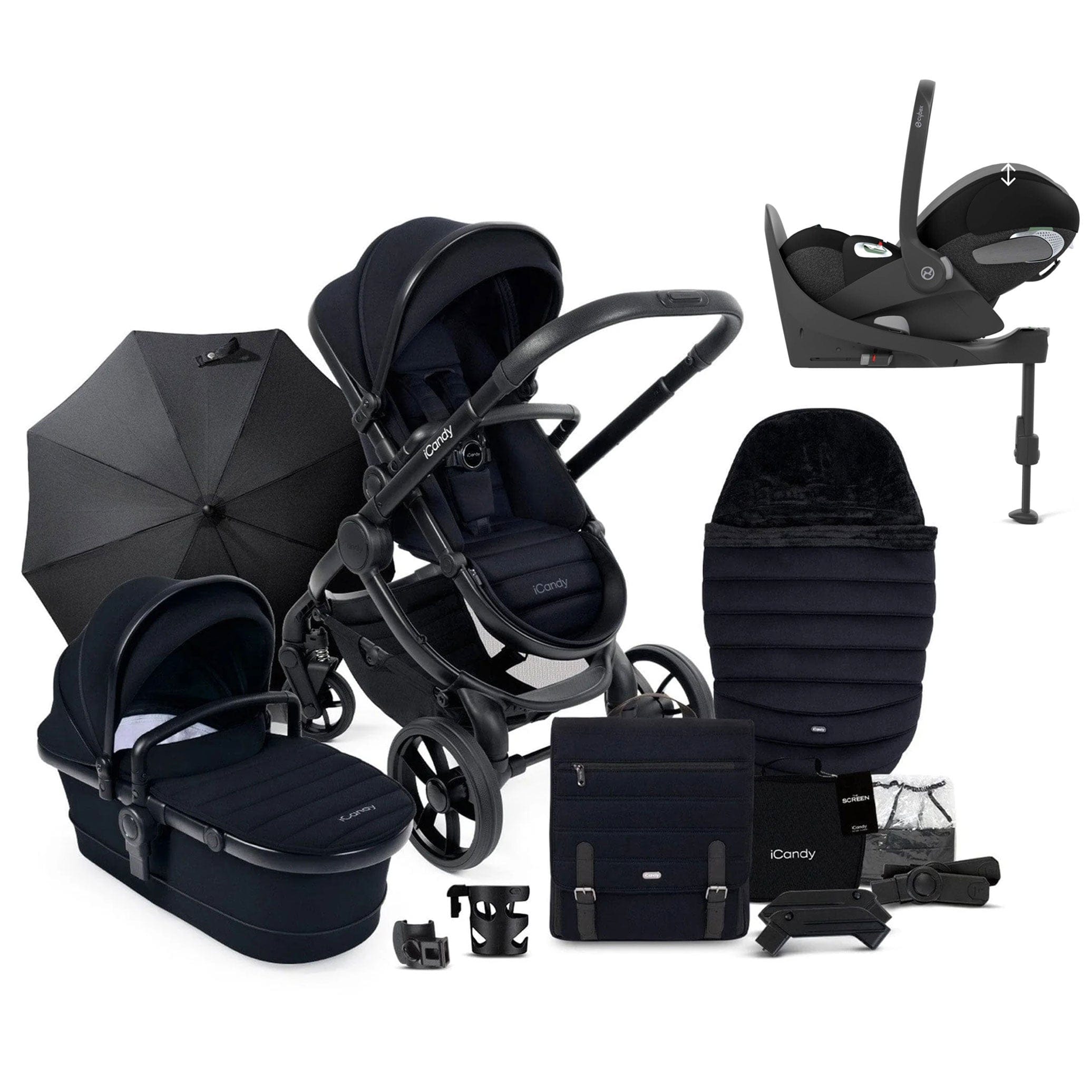 iCandy Peach 7 Complete Cybex Bundle in Black Travel Systems 15921-BLK-2 5010334048093