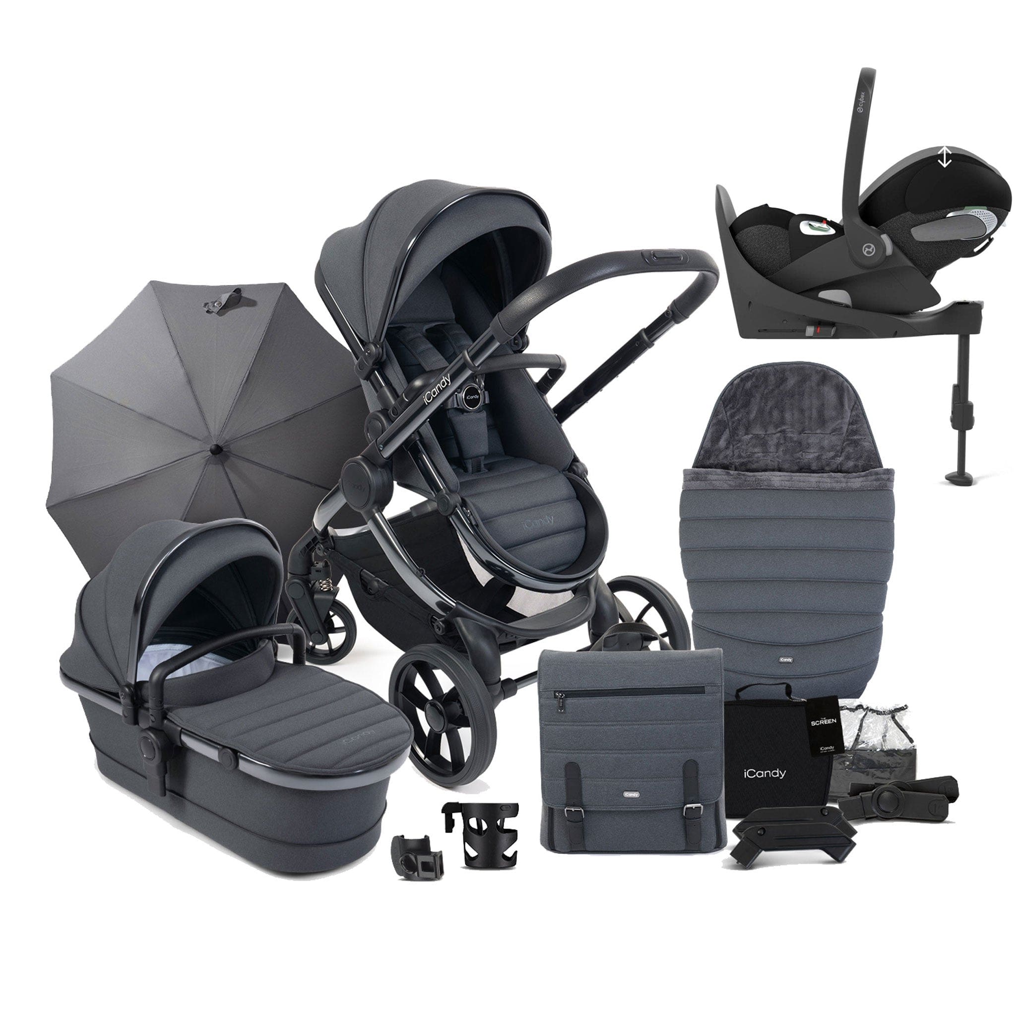 iCandy Peach 7 Complete Cybex Bundle in Dark Grey Travel Systems 15920-DAR-GRY-2 5010334048086