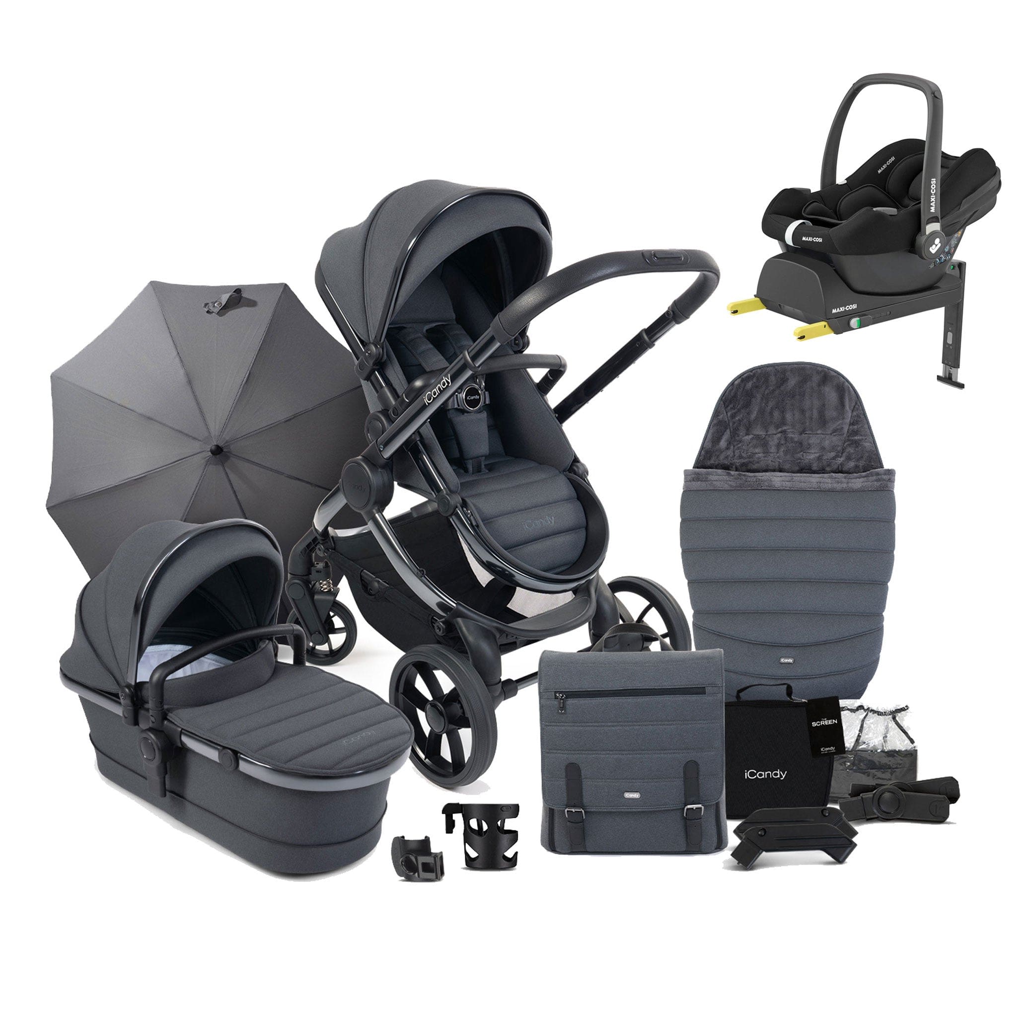 iCandy Peach 7 Complete Maxi-Cosi Bundle in Dark Grey Travel Systems 15893-DAR-GRY 5010334048086