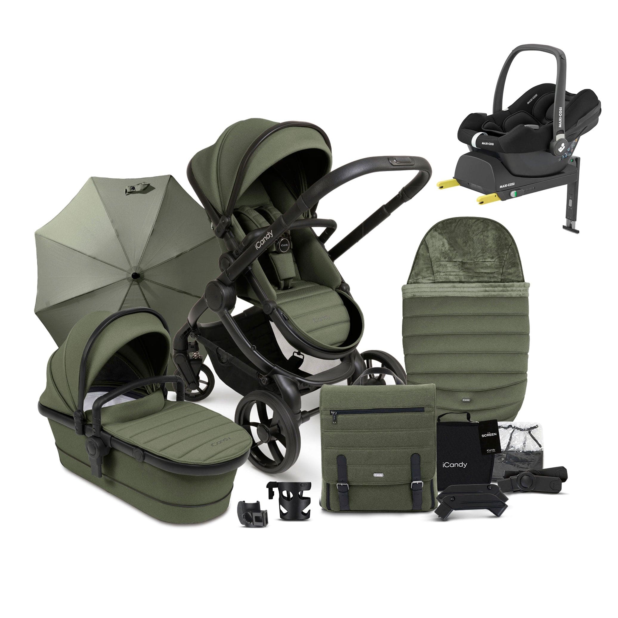 iCandy Peach 7 Complete Maxi-Cosi Bundle in Ivy Travel Systems 15903-IVY 5010334056784