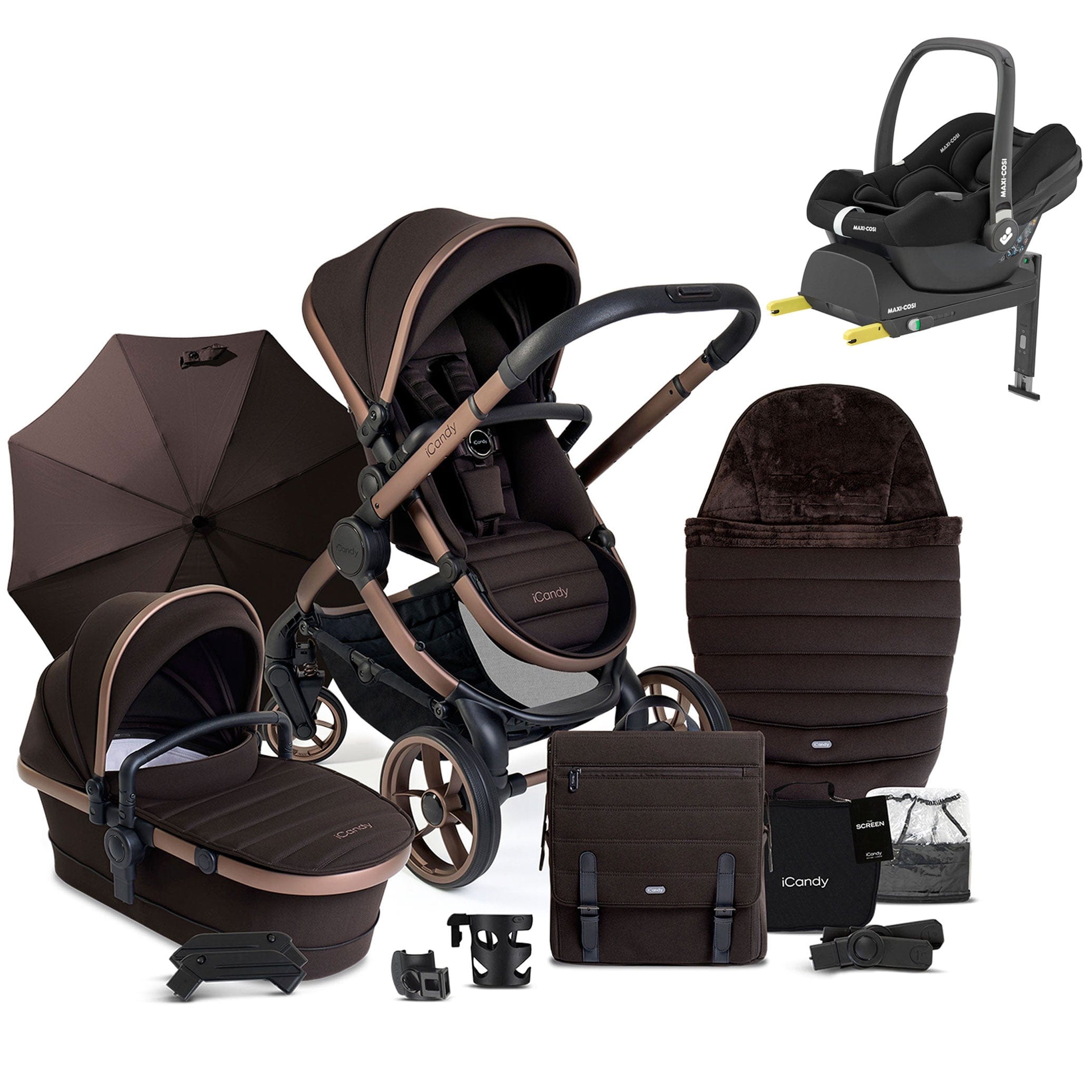 iCandy Peach 7 Complete Maxi-Cosi Bundle in Pecan Travel Systems 17639-PEC-CF 5010334059730