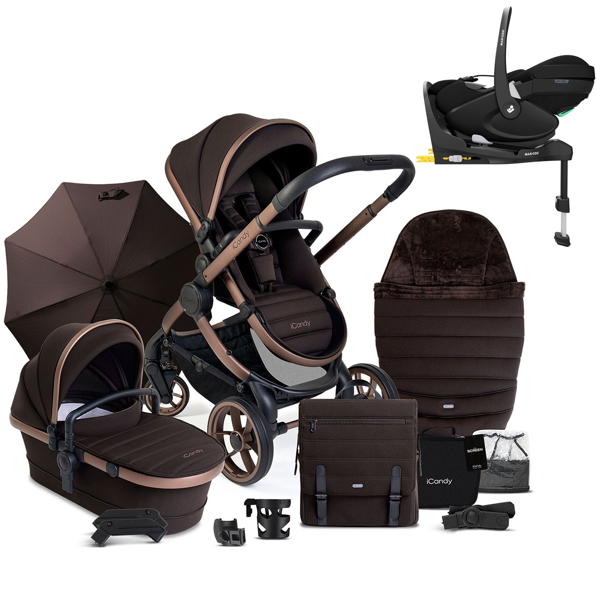 iCandy Peach 7 Complete Maxi-Cosi Bundle in Pecan Travel Systems 17641-PEC-PEB2 5010334059730