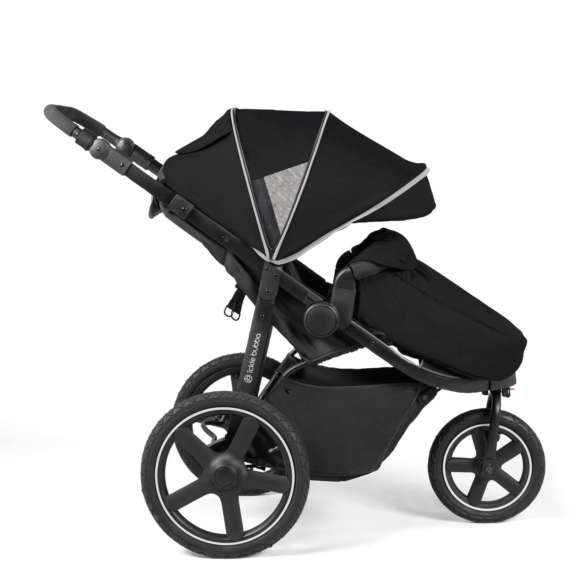 Ickle Bubba Venus Max Jogger Stroller I-Size Travel System in Black/Black with Isofix Base 3 Wheelers 13-004-500-001 5056515033632