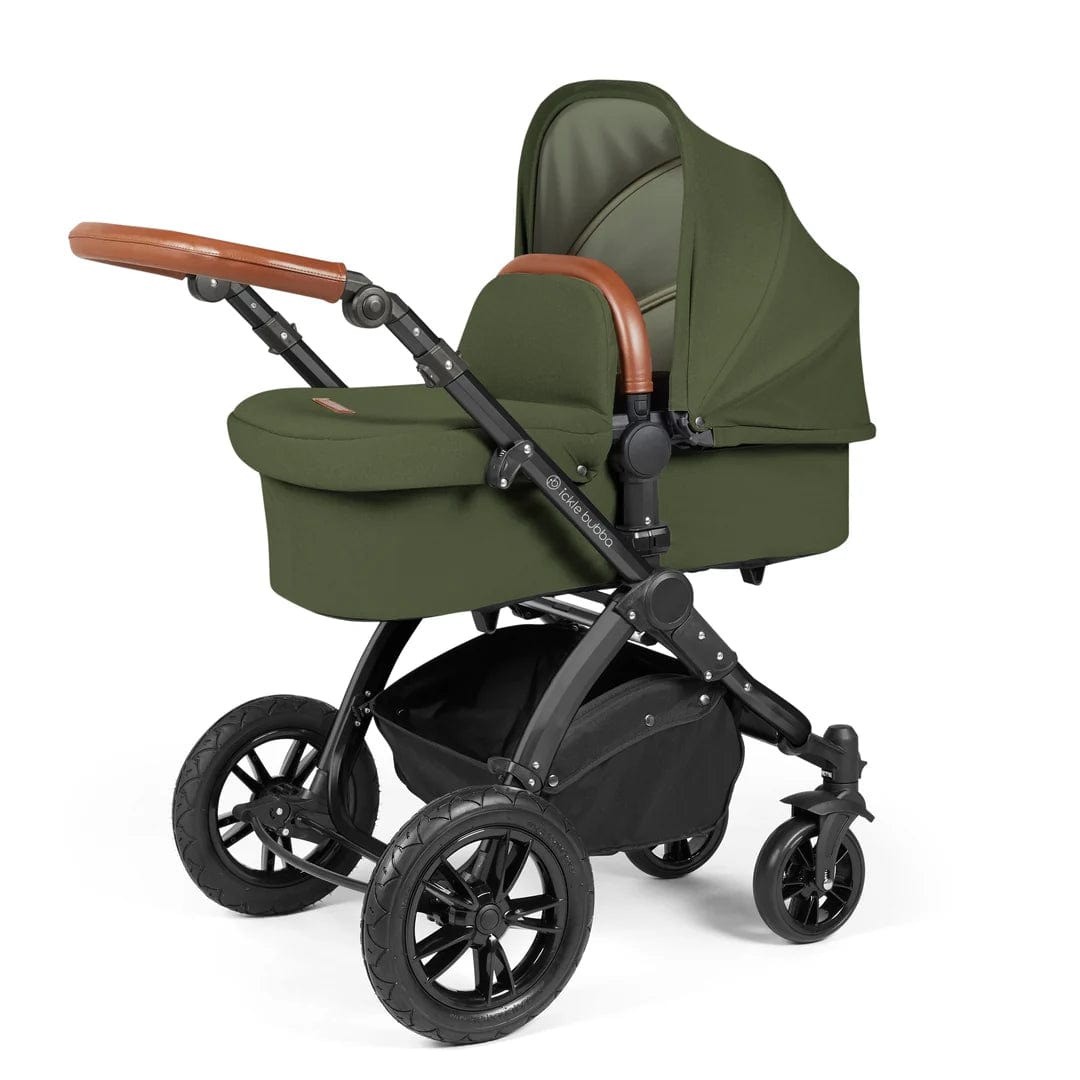 Ickle Bubba Stomp Luxe All-in-One Travel System with Isofix Base in Black/Woodland/Tan Travel Systems 10-011-300-137 5056515026504