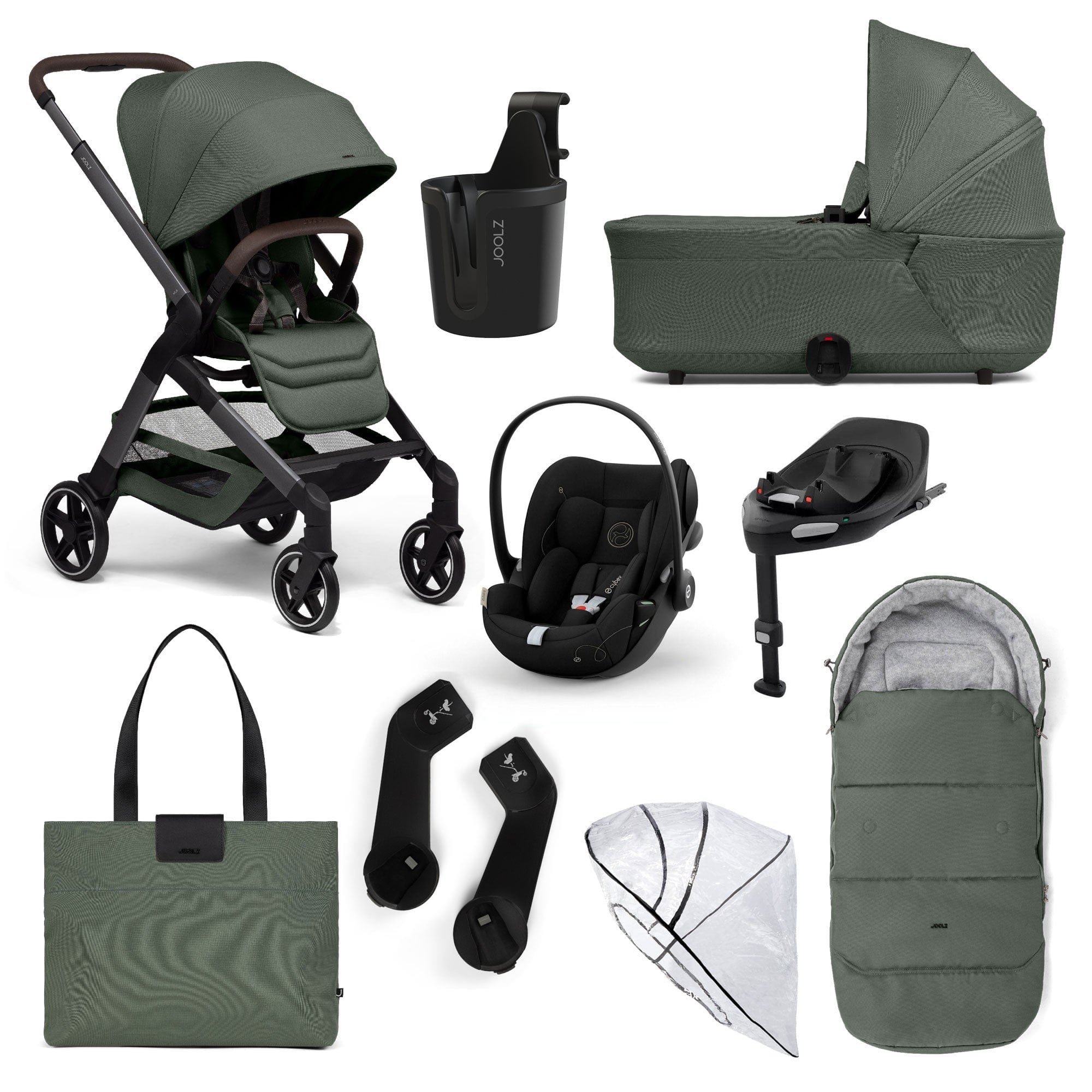 Joolz Hub2 8 Piece Cybex Pram Bundle - Forest Green Travel Systems 17082-FGR 8715688092491